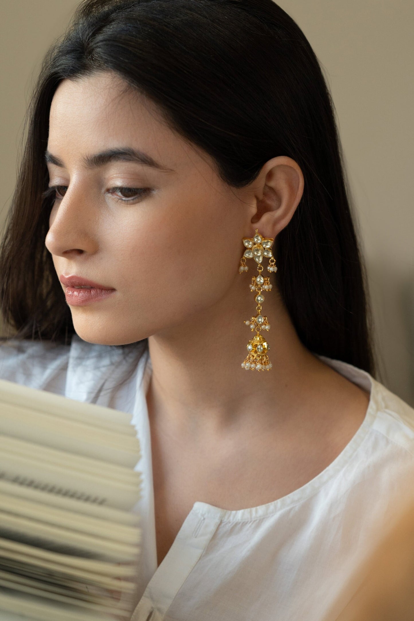 Kundan Embellished Jhumkas