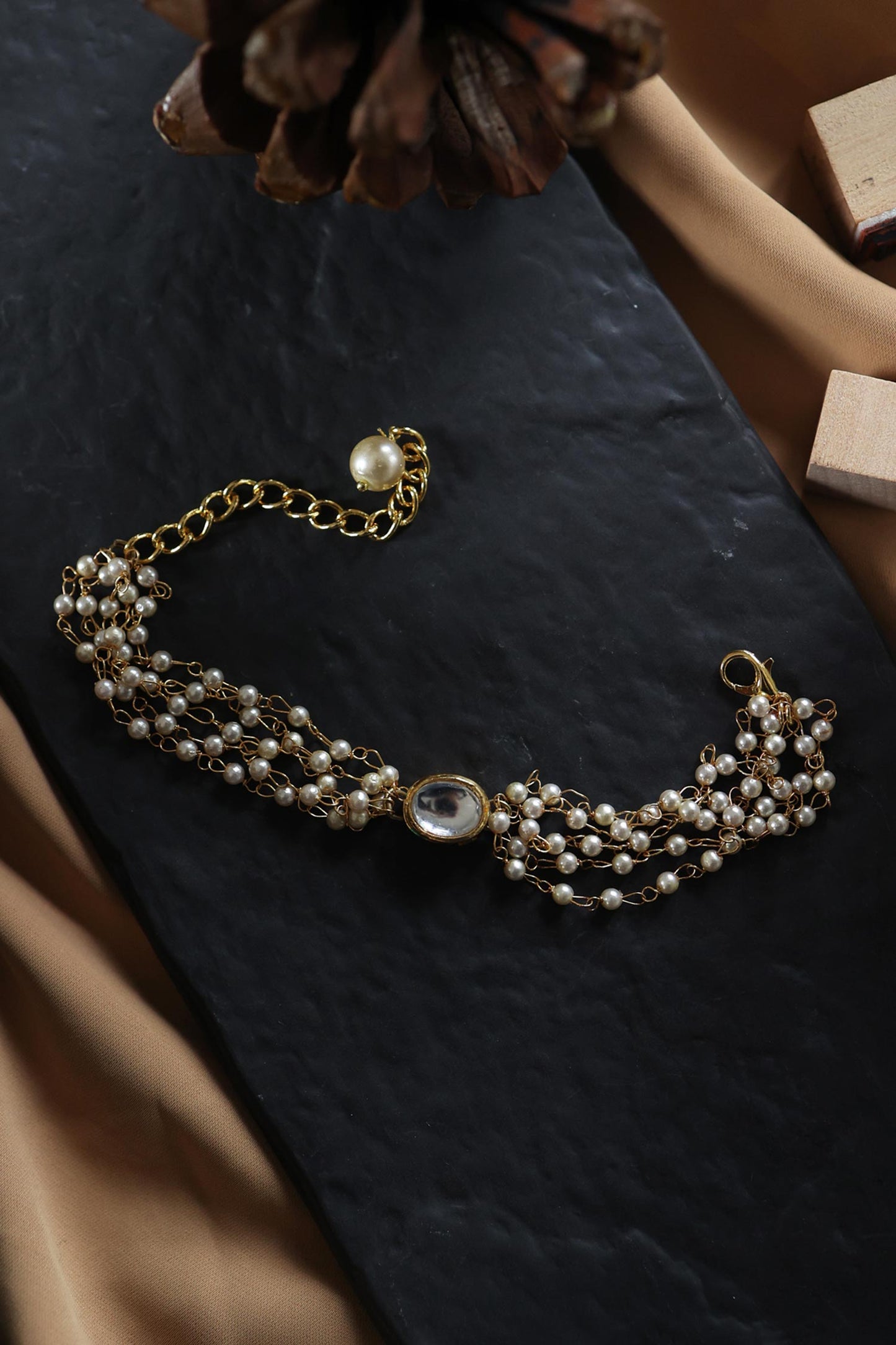 Kundan & Pearl Embellished Bracelet