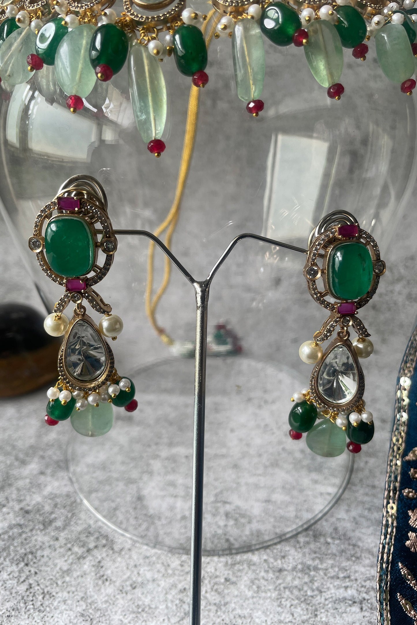Stone Studded Drop Necklace Set