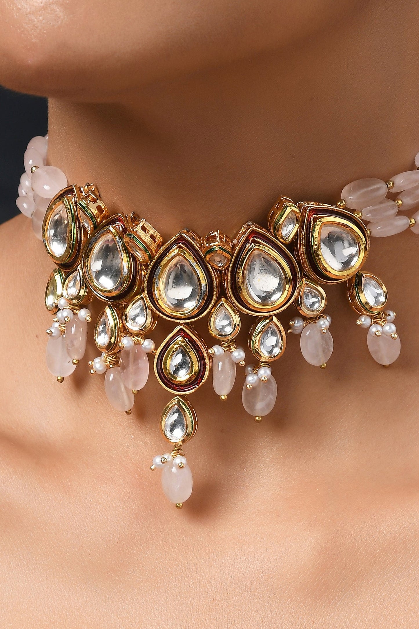 Quartz Stone Embellished Choker