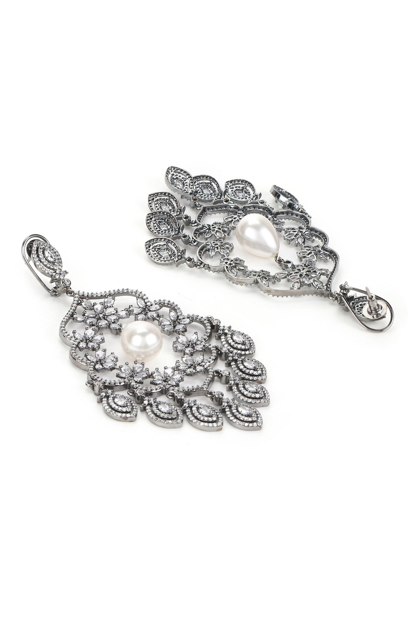 Floral Swirl Stone Studded Earrings