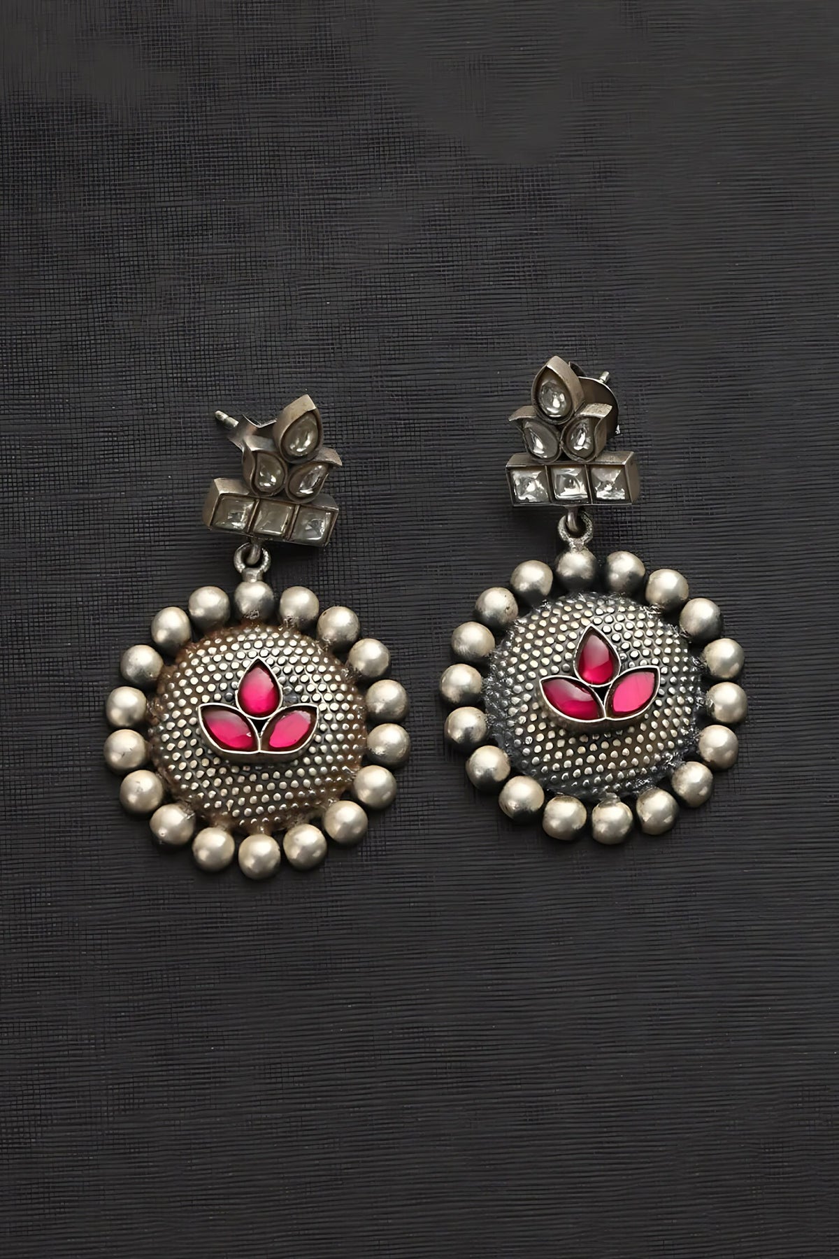 Kundan Studded Round Drop Earrings