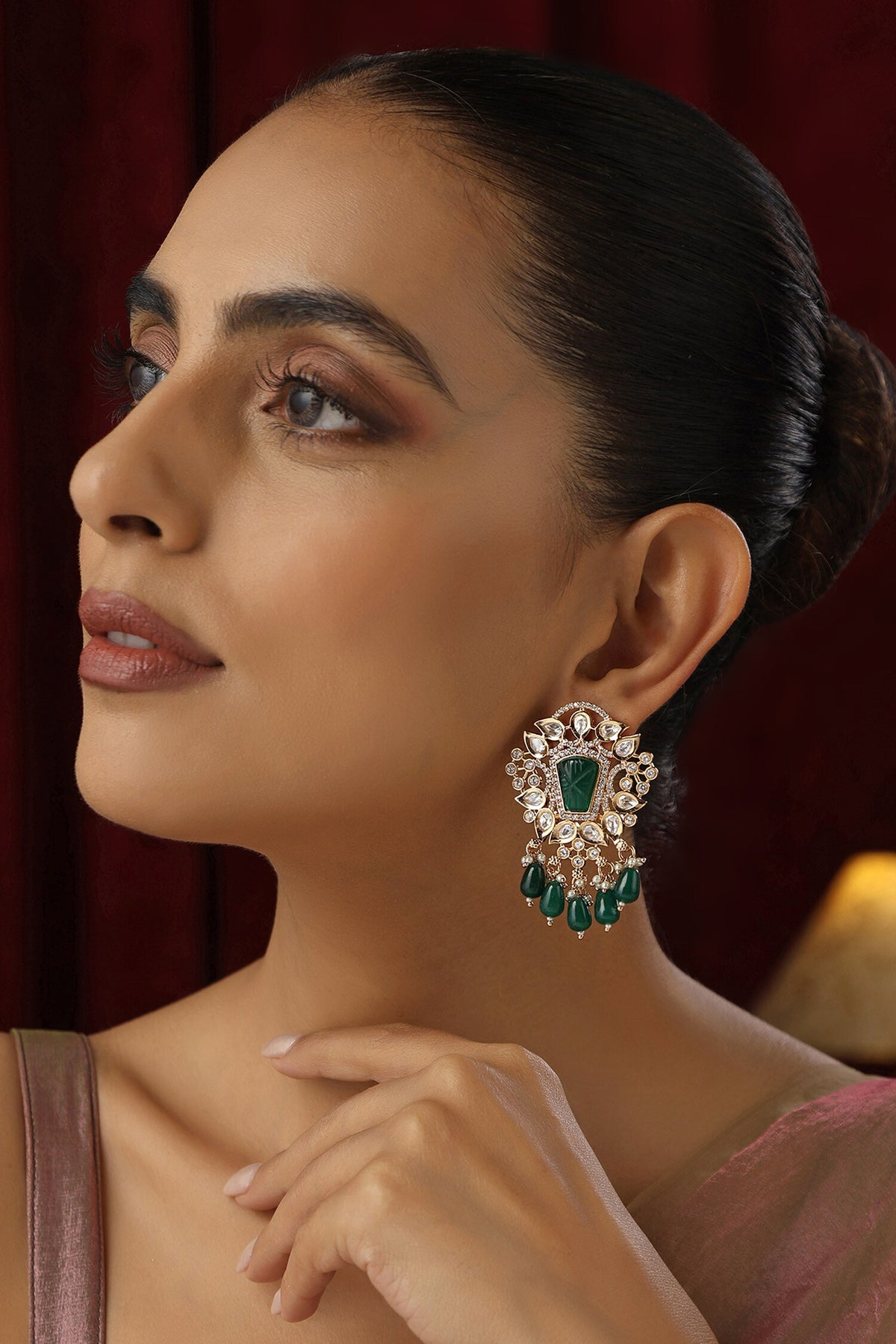 Foliage Polki Studded Earrings
