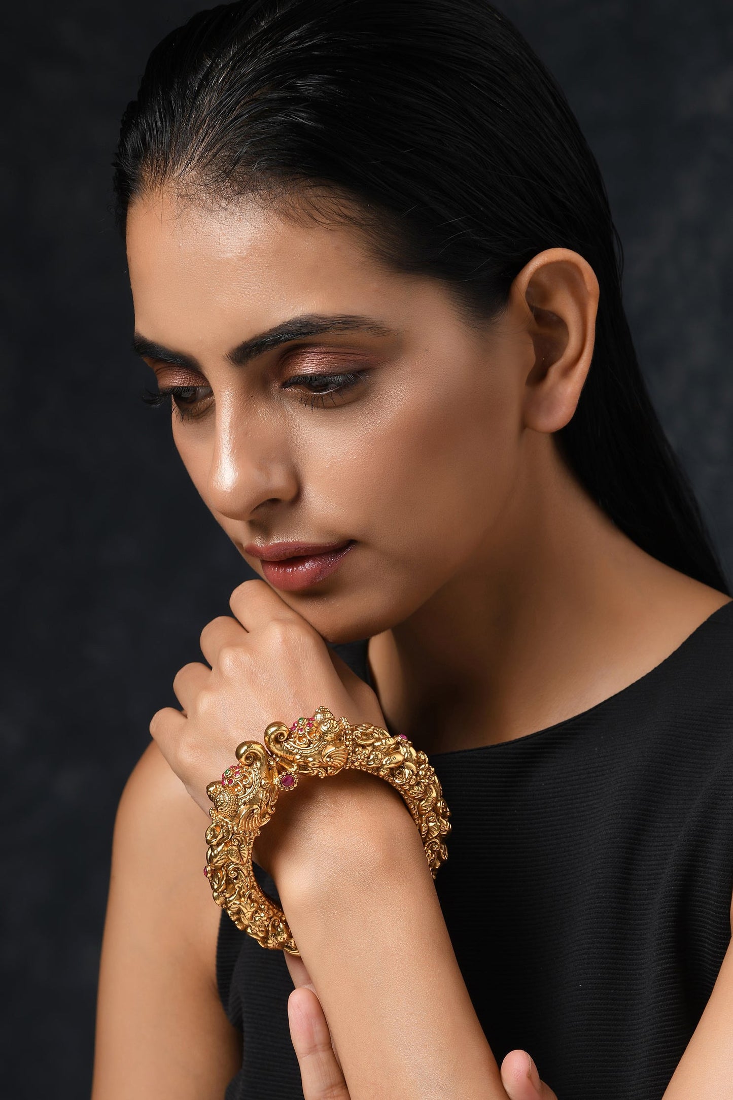 Temple Work Embossed Bangle