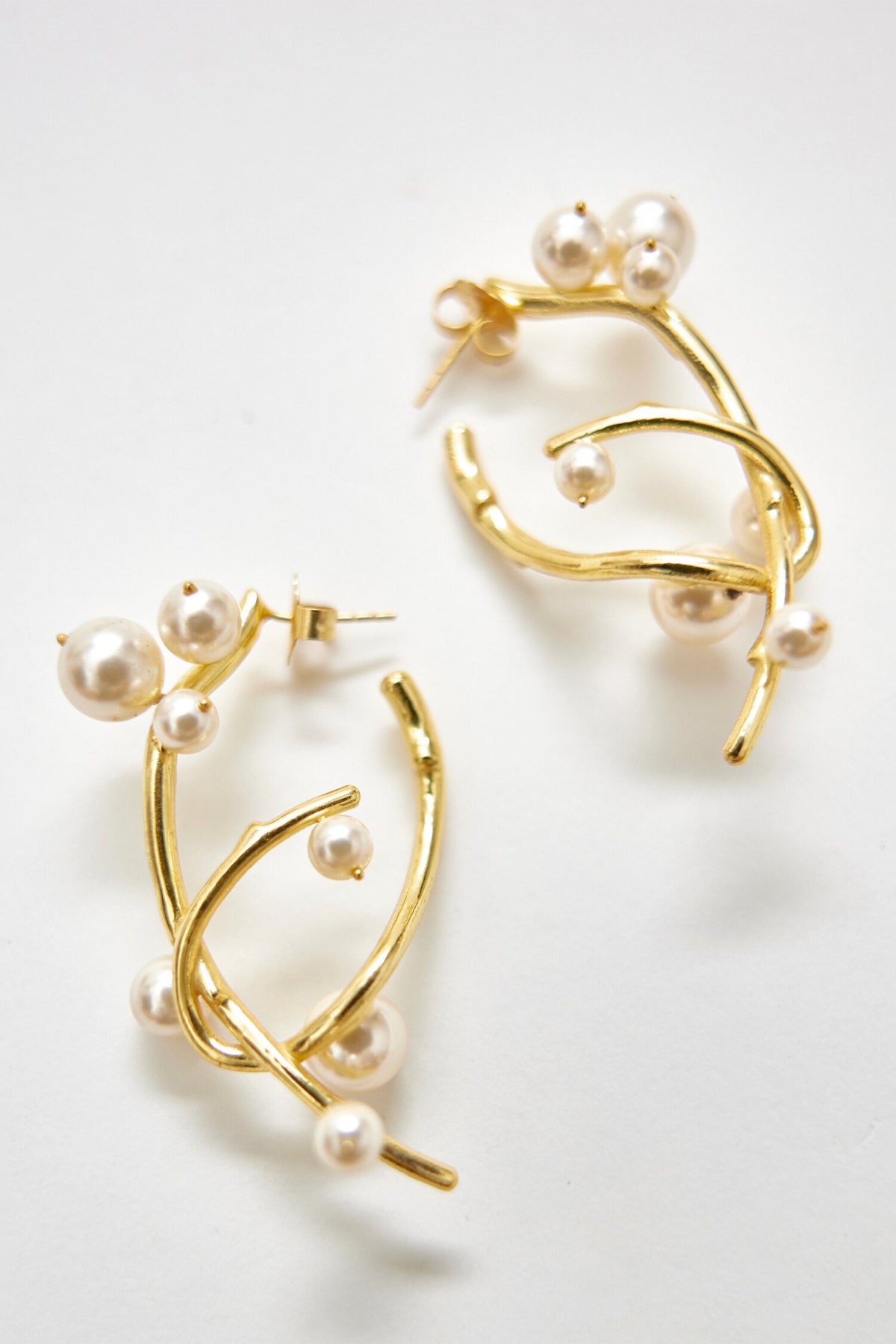 Mocha Branch Carved Hoops
