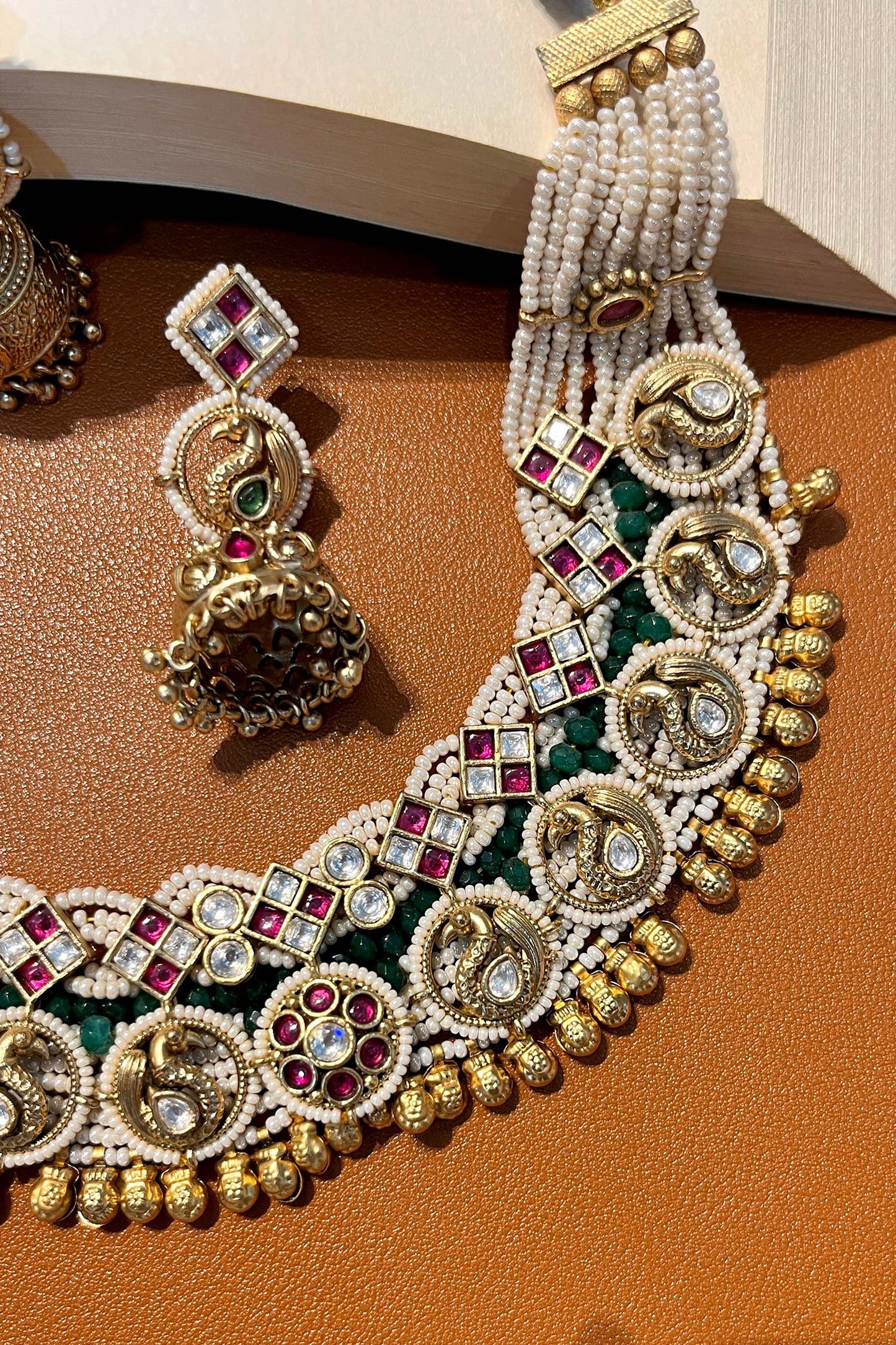 Bead Embellished Choker Necklace Set