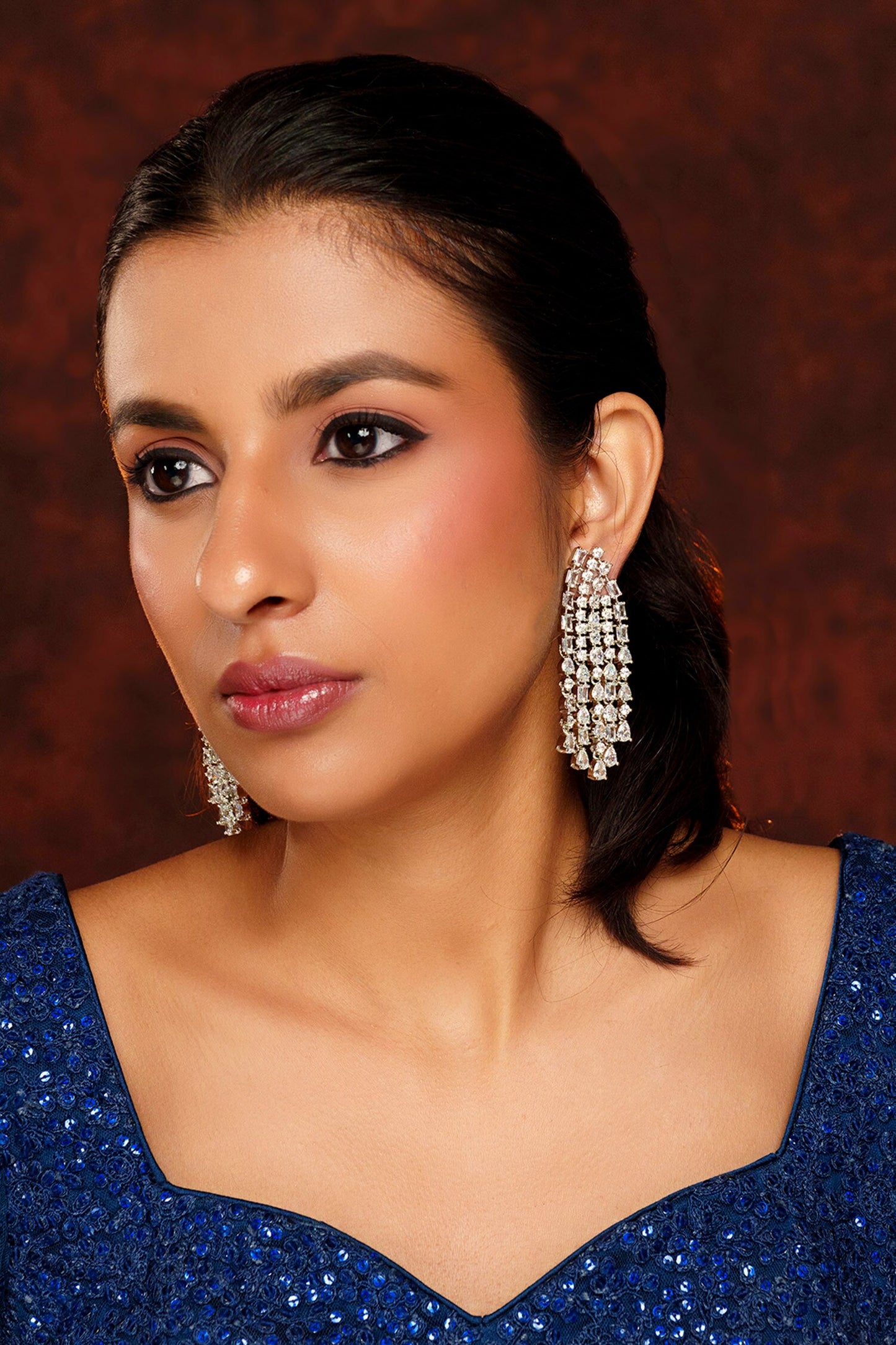 Diamond Embellished String Earrings