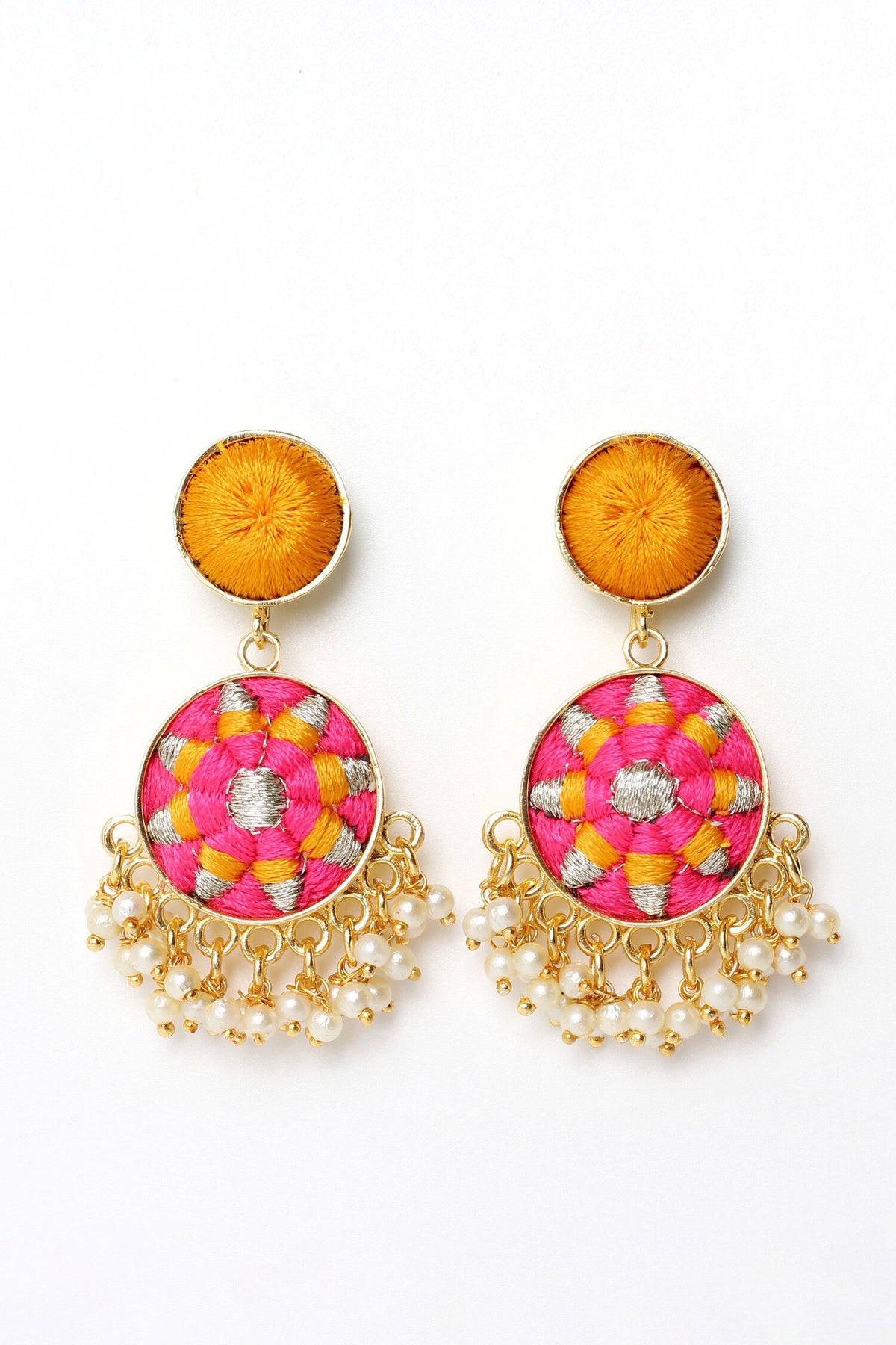 Embroidered Sunflower Earrings