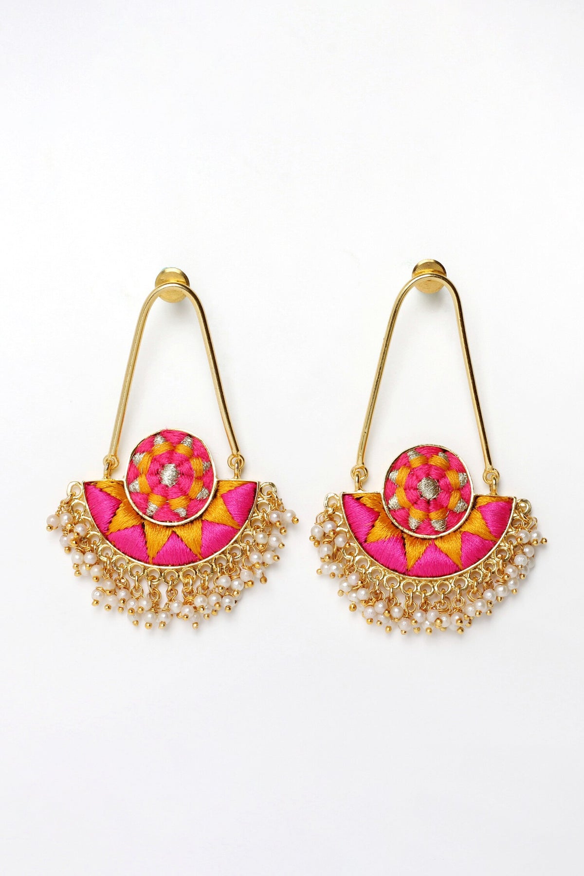 Embroidered Tassel Bali Drop Earrings