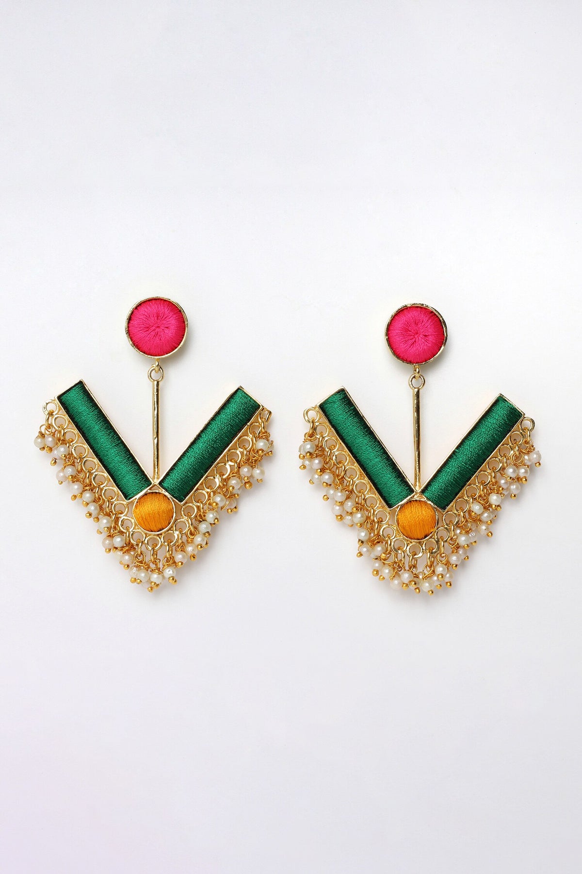 Daffodil Embroidered Dangler Earrings