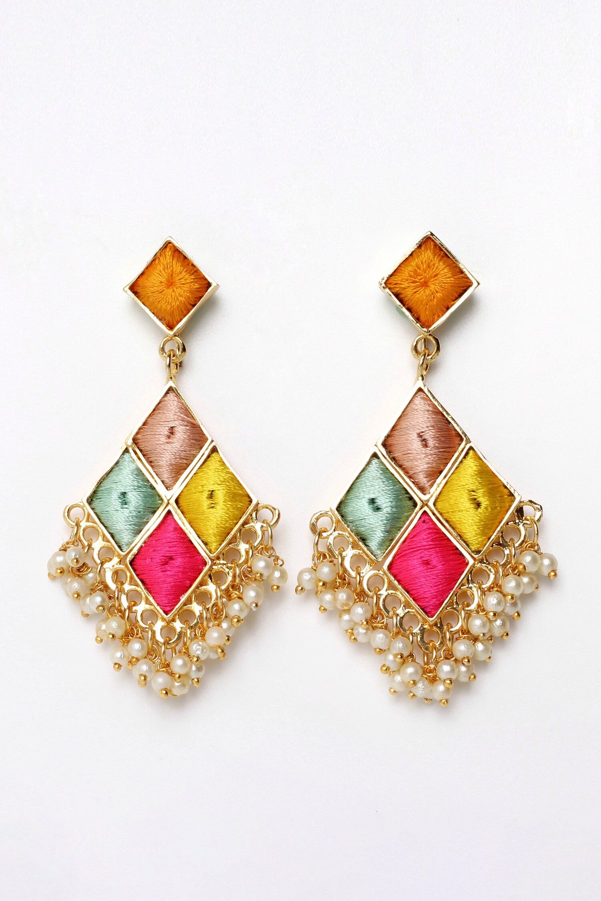 Geometric Multi Color Dangler Earrings