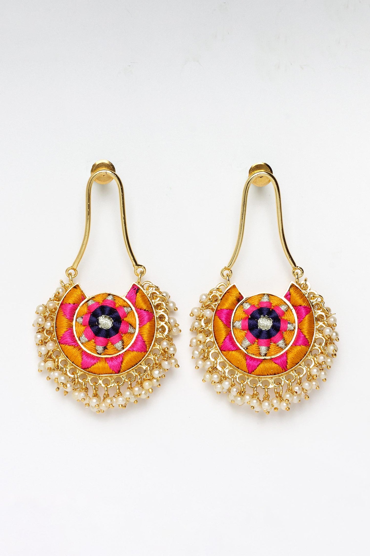 Circular Embroidered Earrings