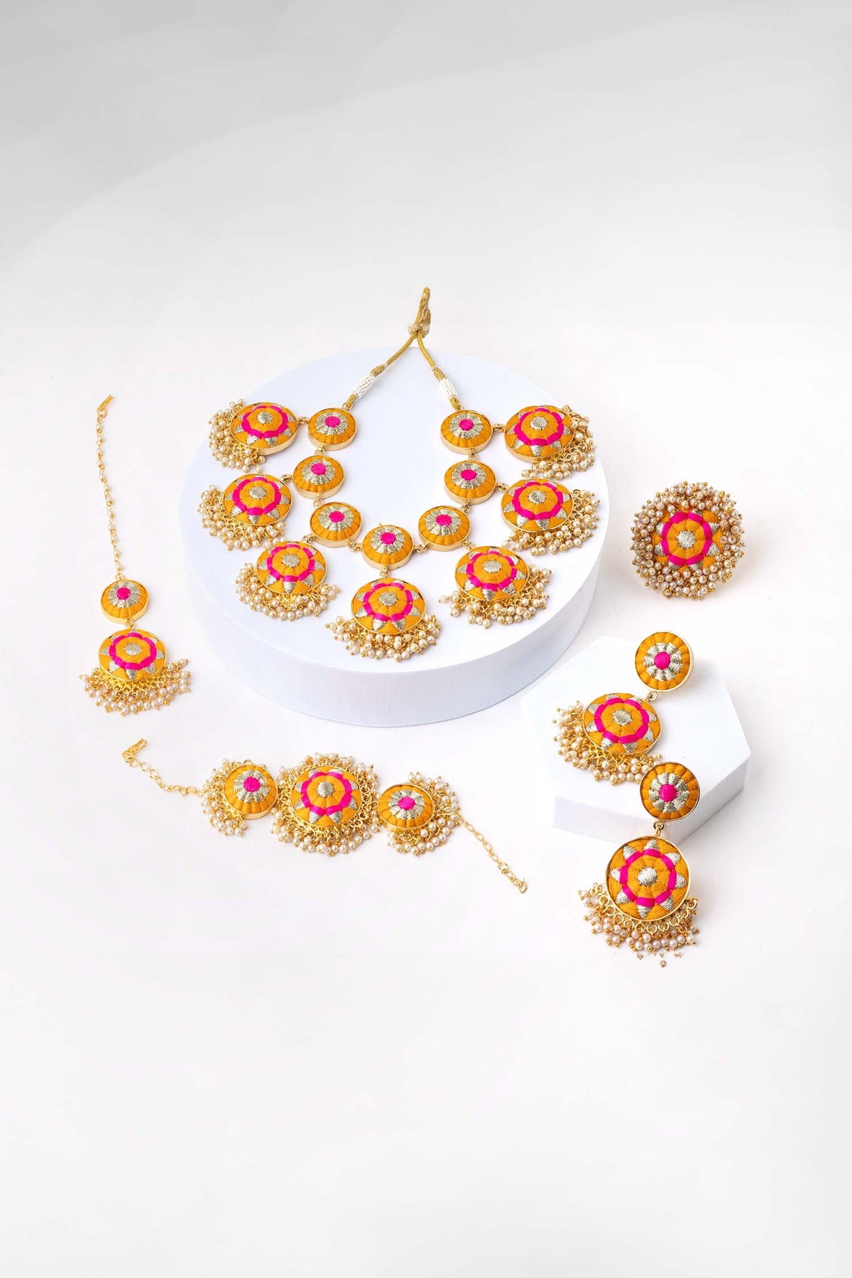 Plumeria Double Layered Necklace Set