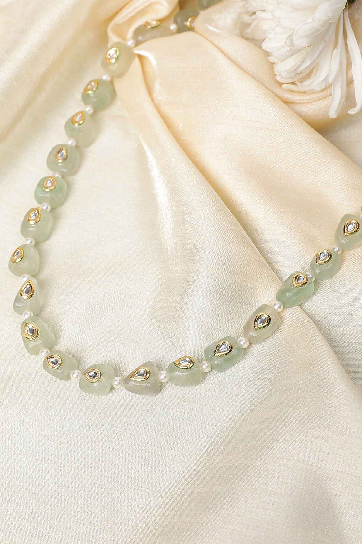 Le Adina Quartz & Kundan Embellished Long Necklace