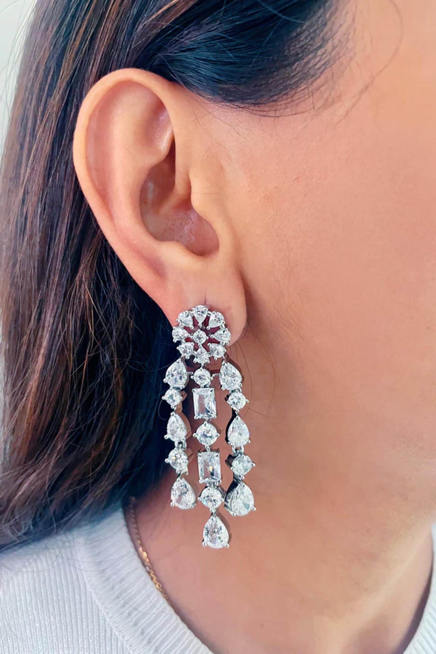 Royal Four Layered Diamond Setting Necklace Set