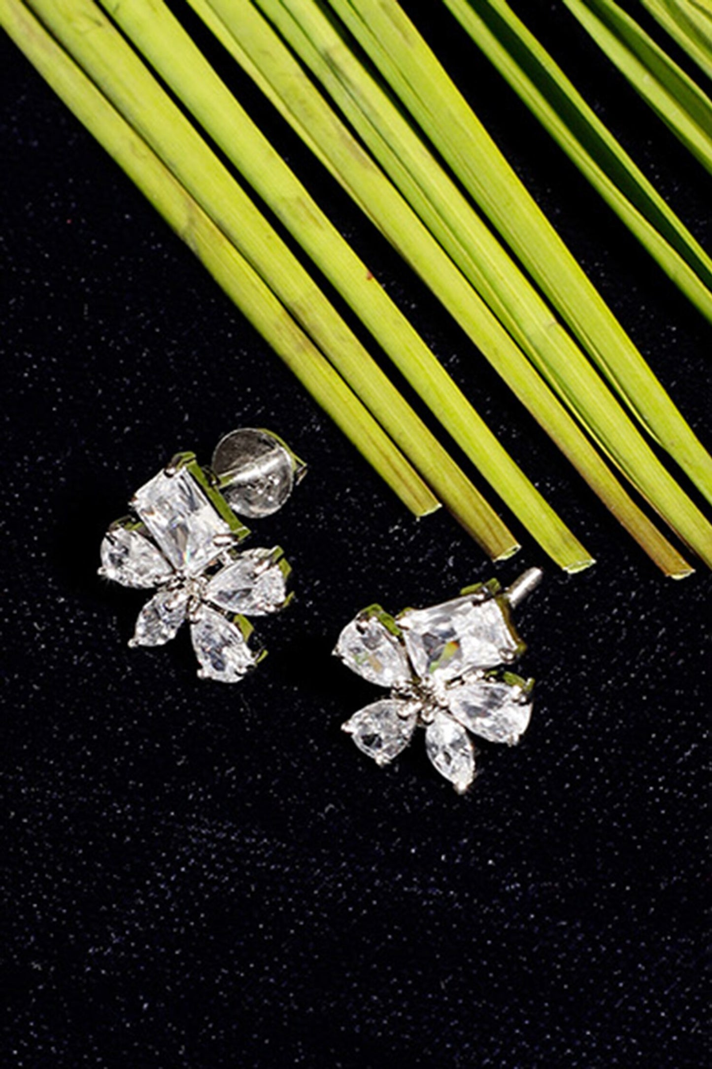 Sheesham Floral Stone Stud Earrings