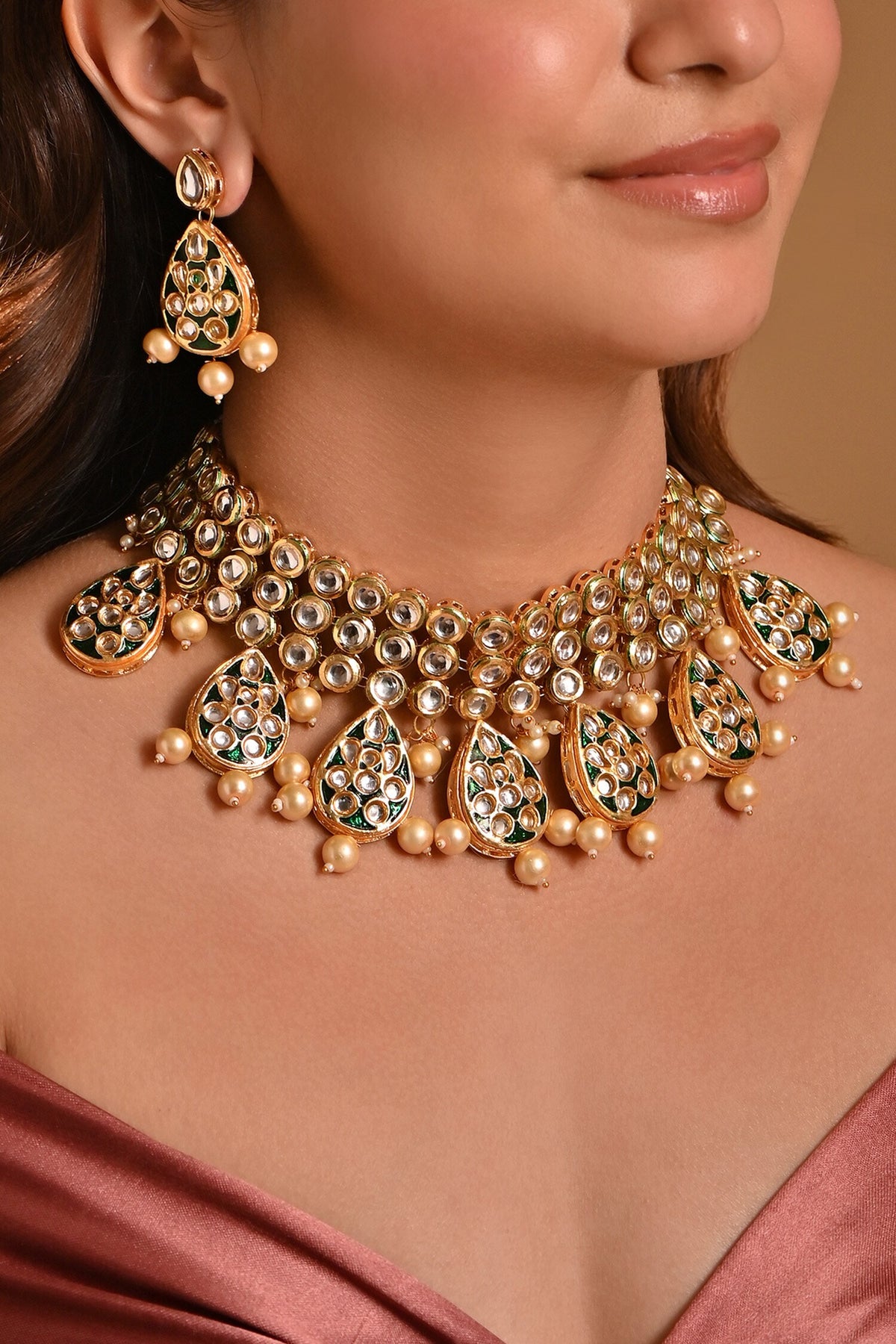 Meenakari Drop Pattern Choker Set
