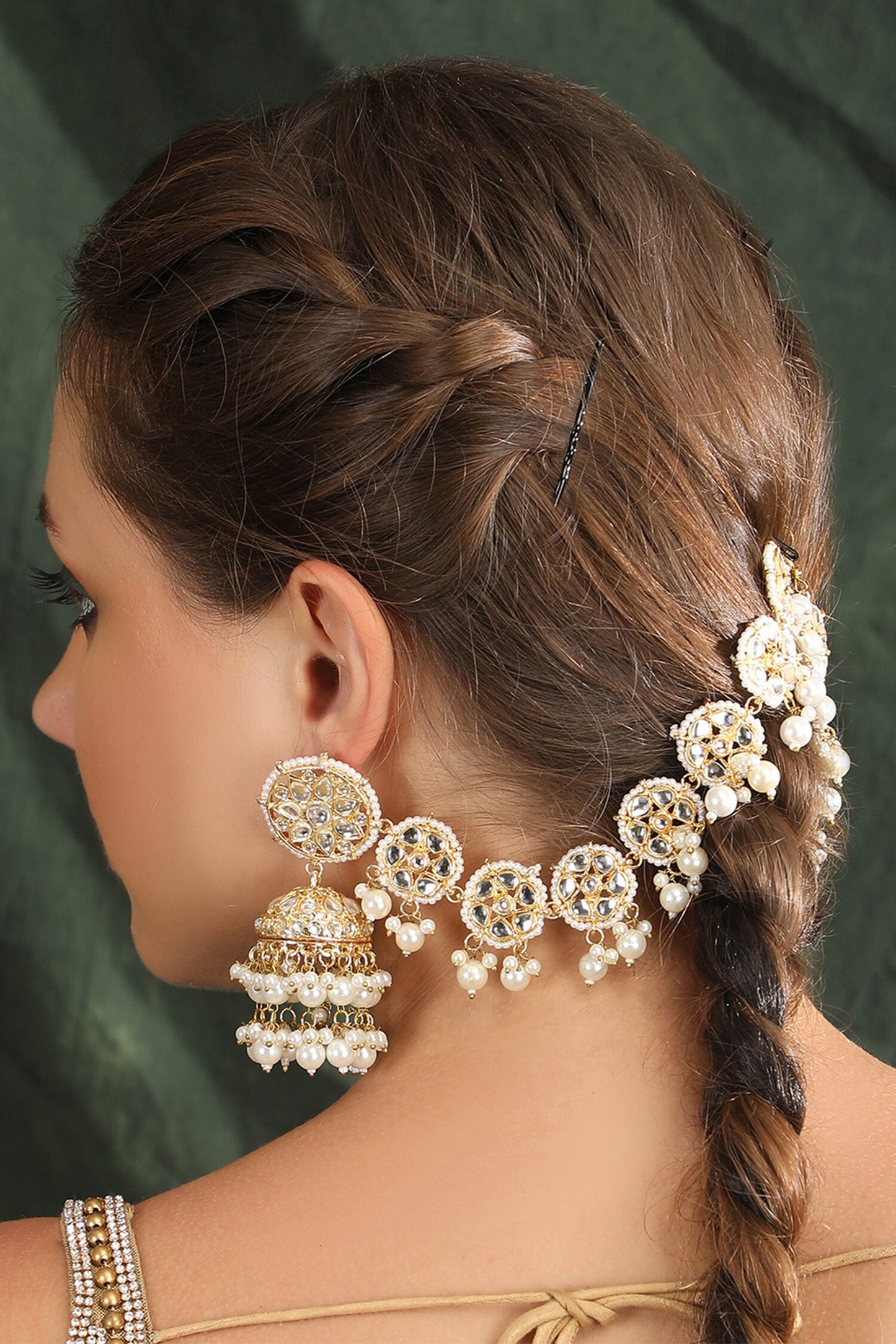 Clear Crystal Studded Jhumkas