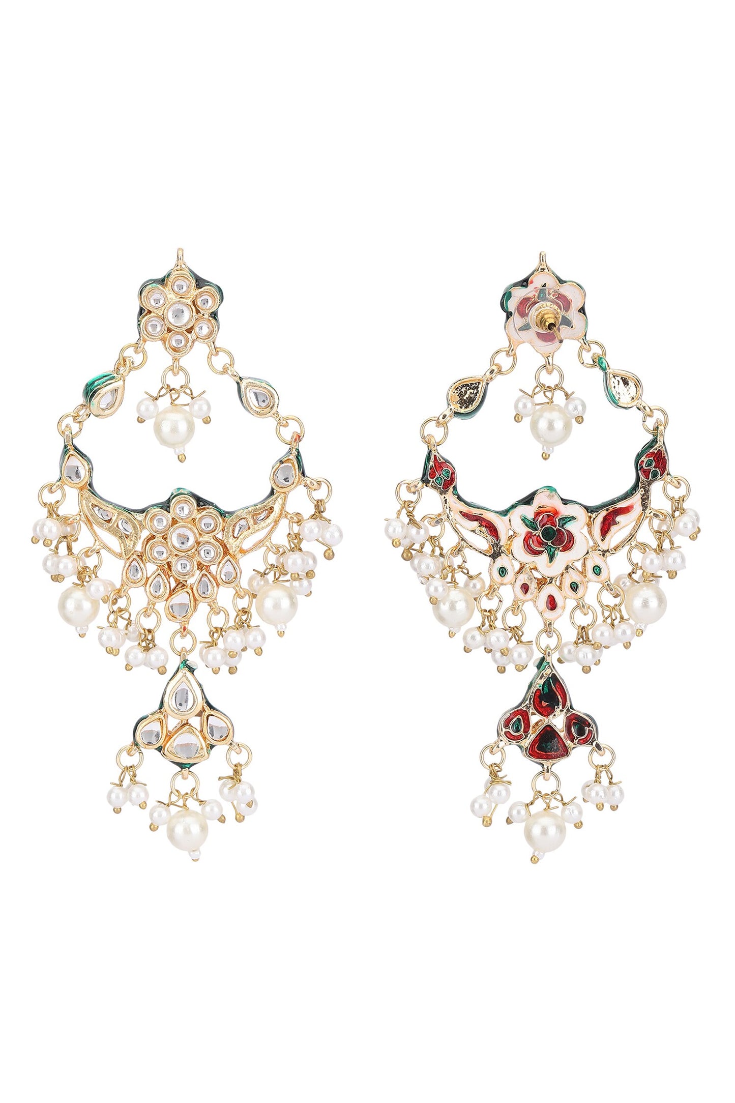 Crystal Studded Floral Drop Chandbalis