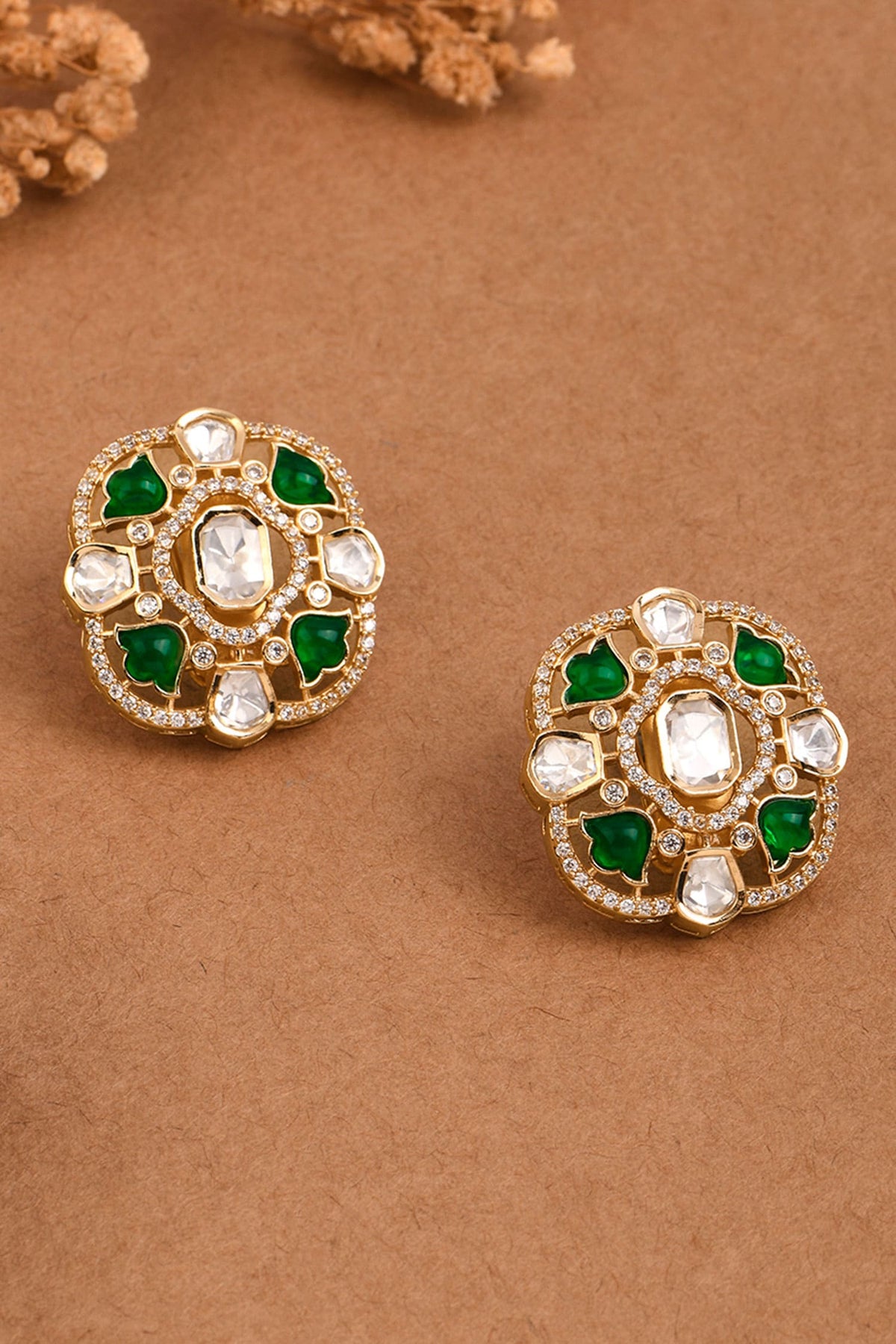 Verdant Polki Embellished Studs