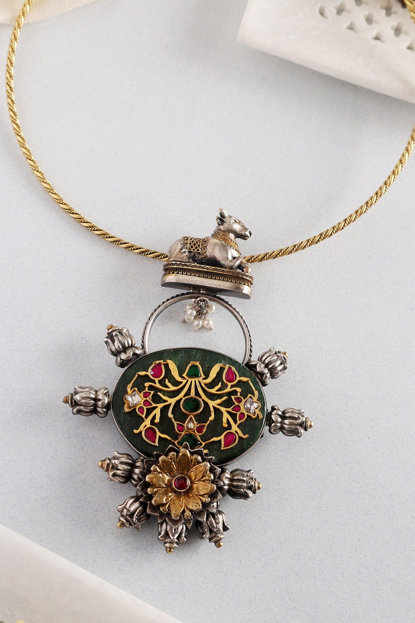 Nandi Temple Hasli Pendant Necklace