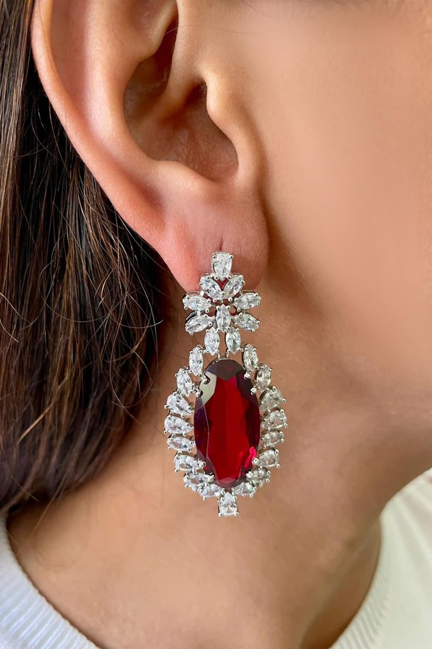 Ruby Embellished Diamonte Necklace Set