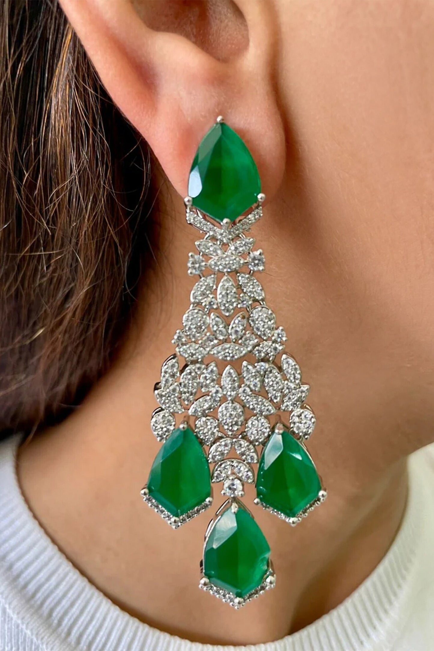 Kite Emerald Drops & Dimonte Necklace Set