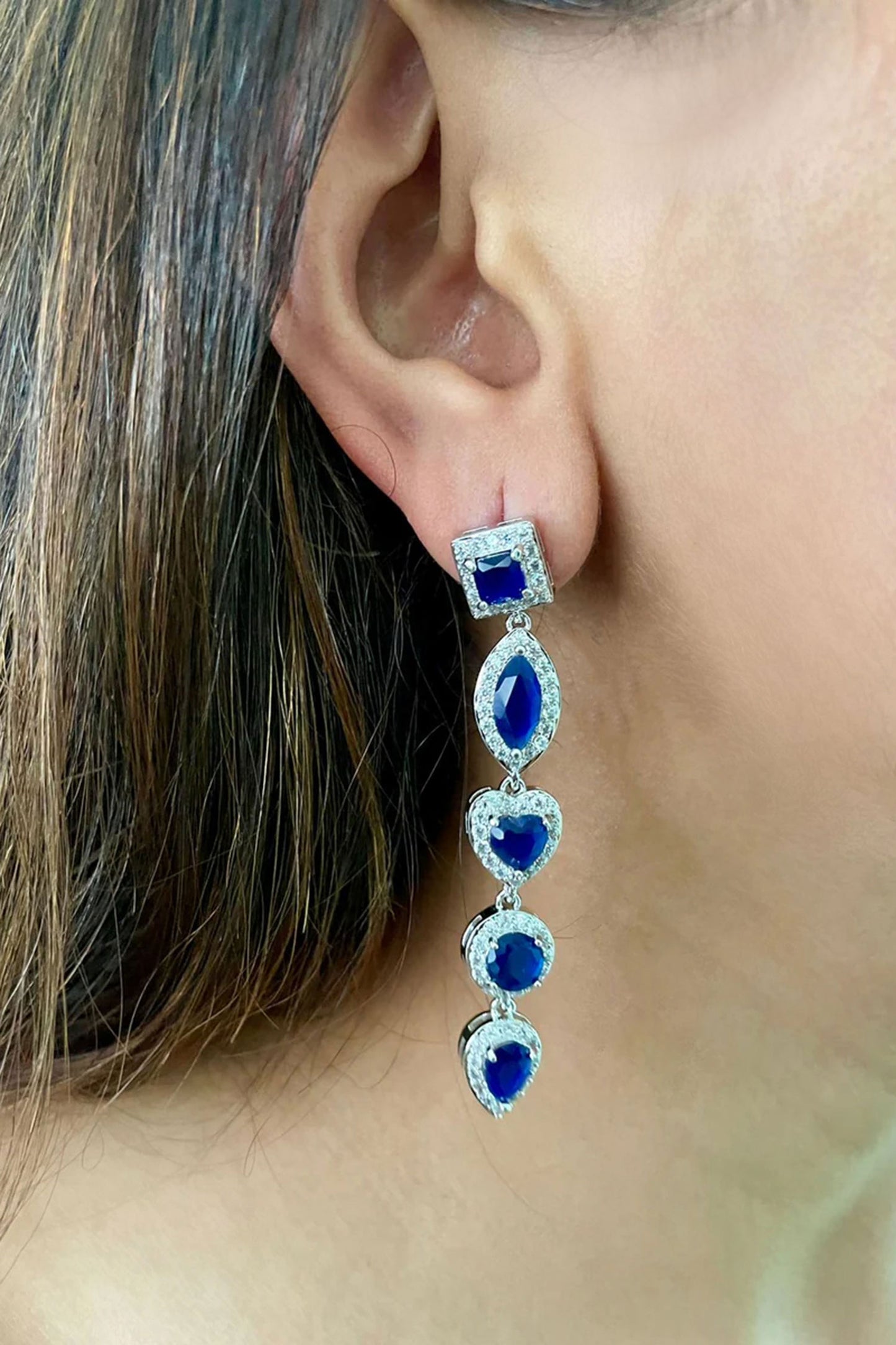 Sapphire Dimonte Cluster Necklace Set