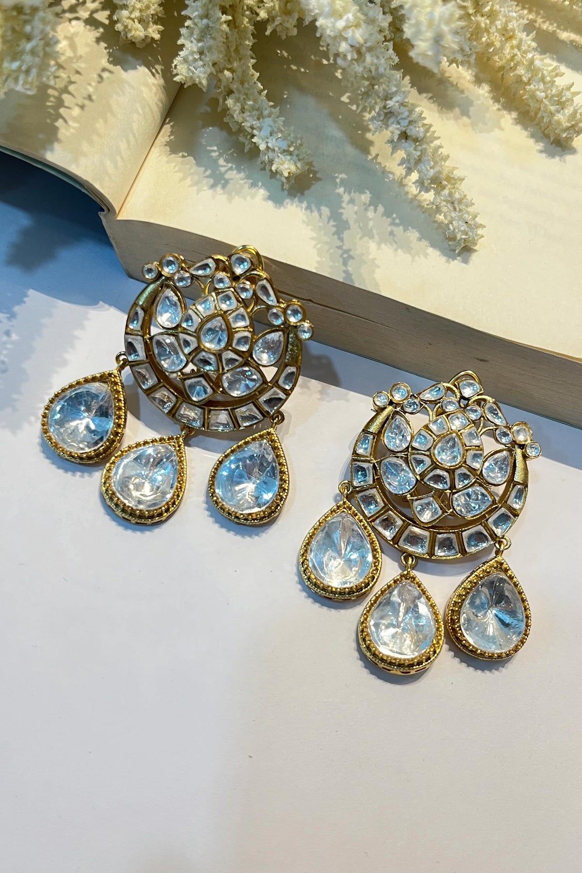 Kundan Studded Chandbali Studs