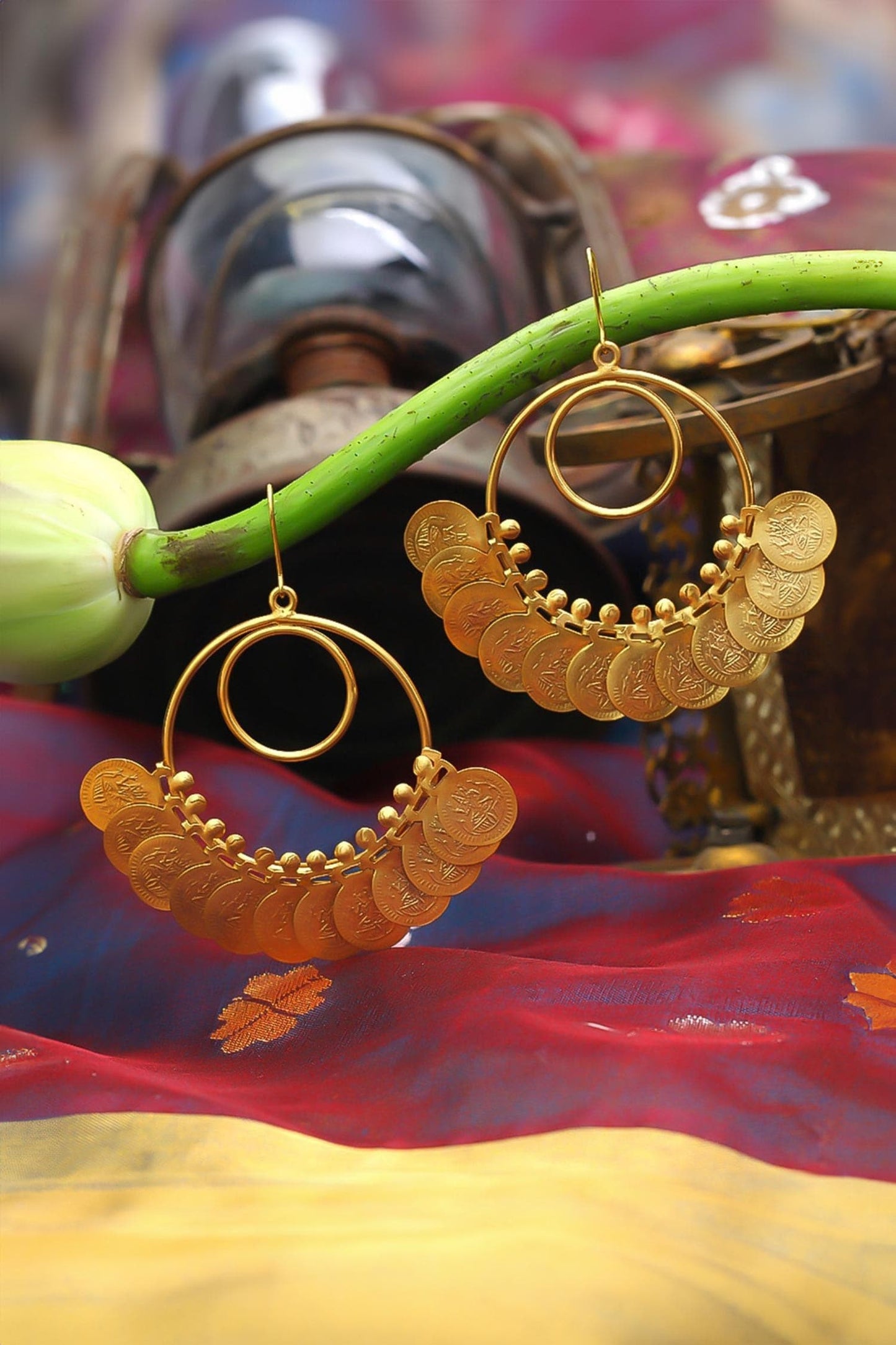 Embossed Coin Embellished Earrings