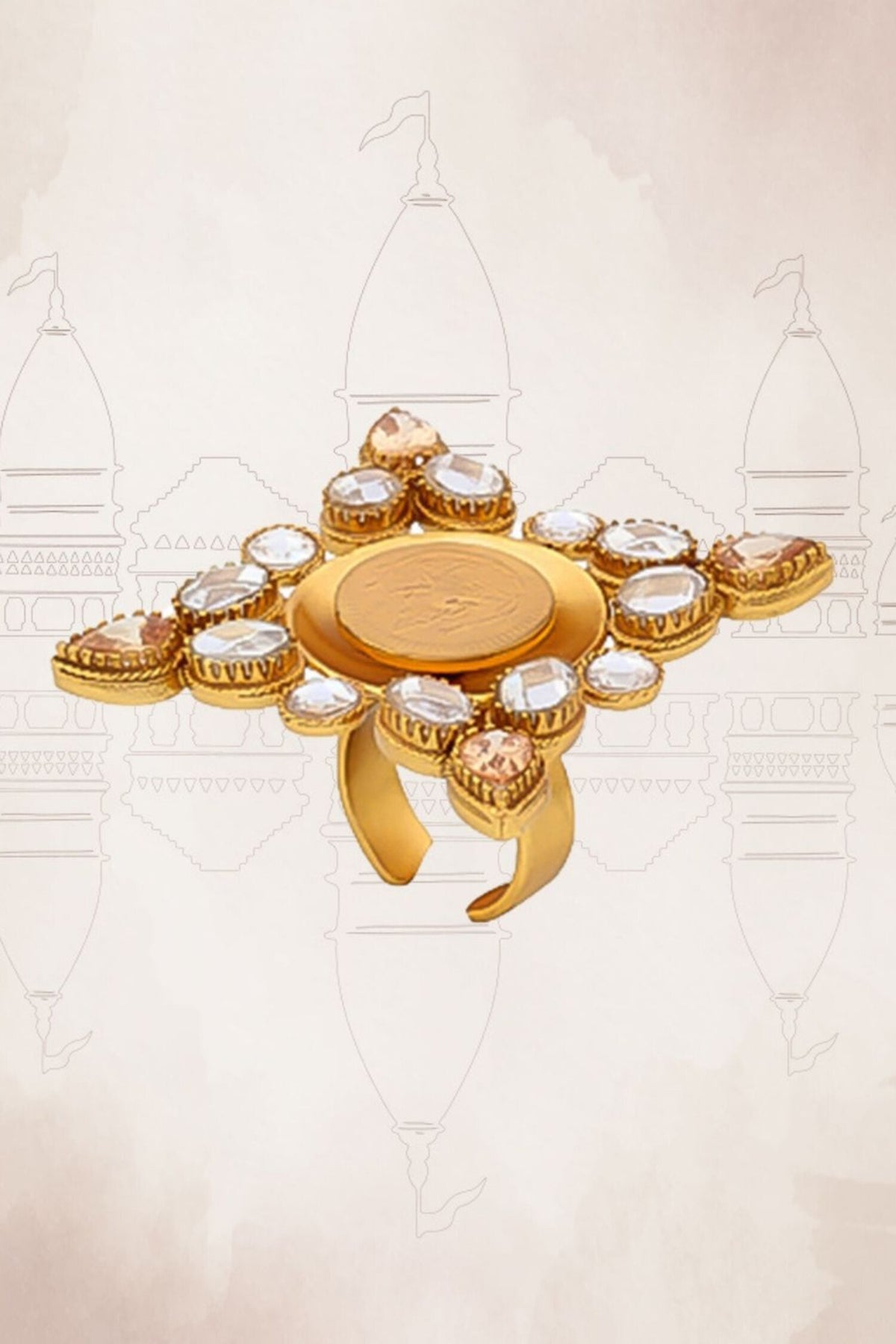 Crystal & Coin Embellished Ring