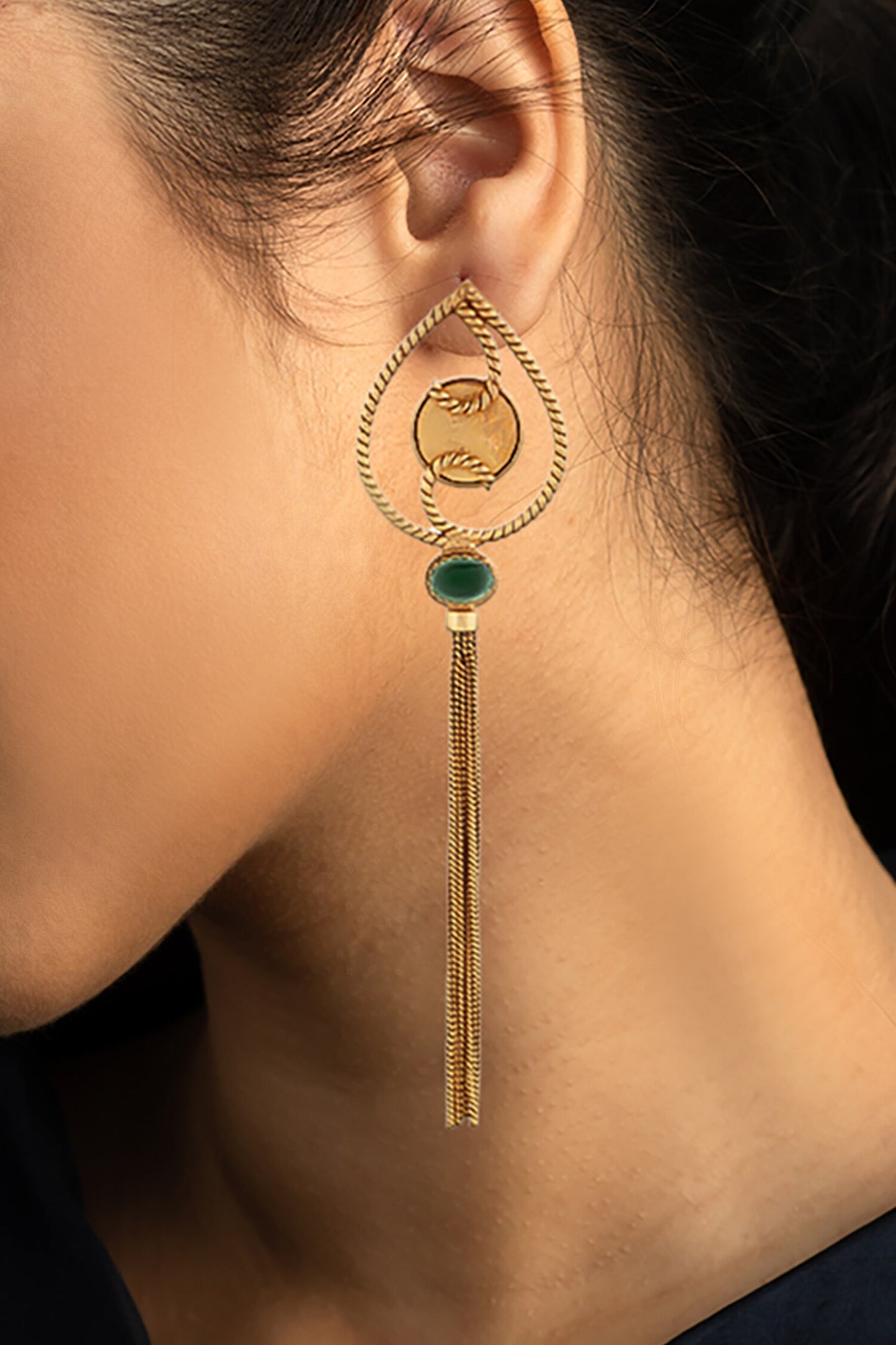 Shield Coin Motif Earrings