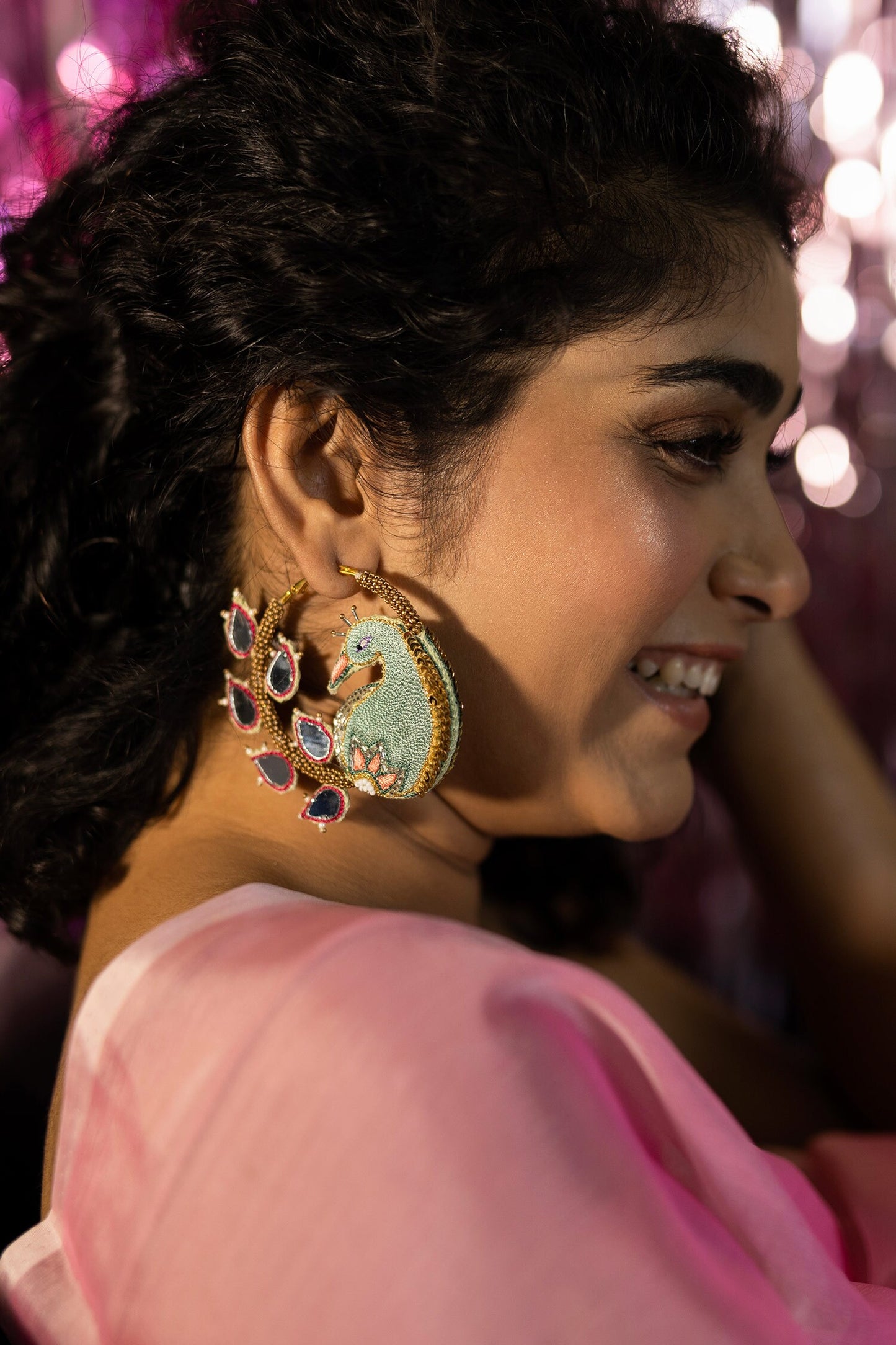Aamras Peacock Thread Embroidered Hoops