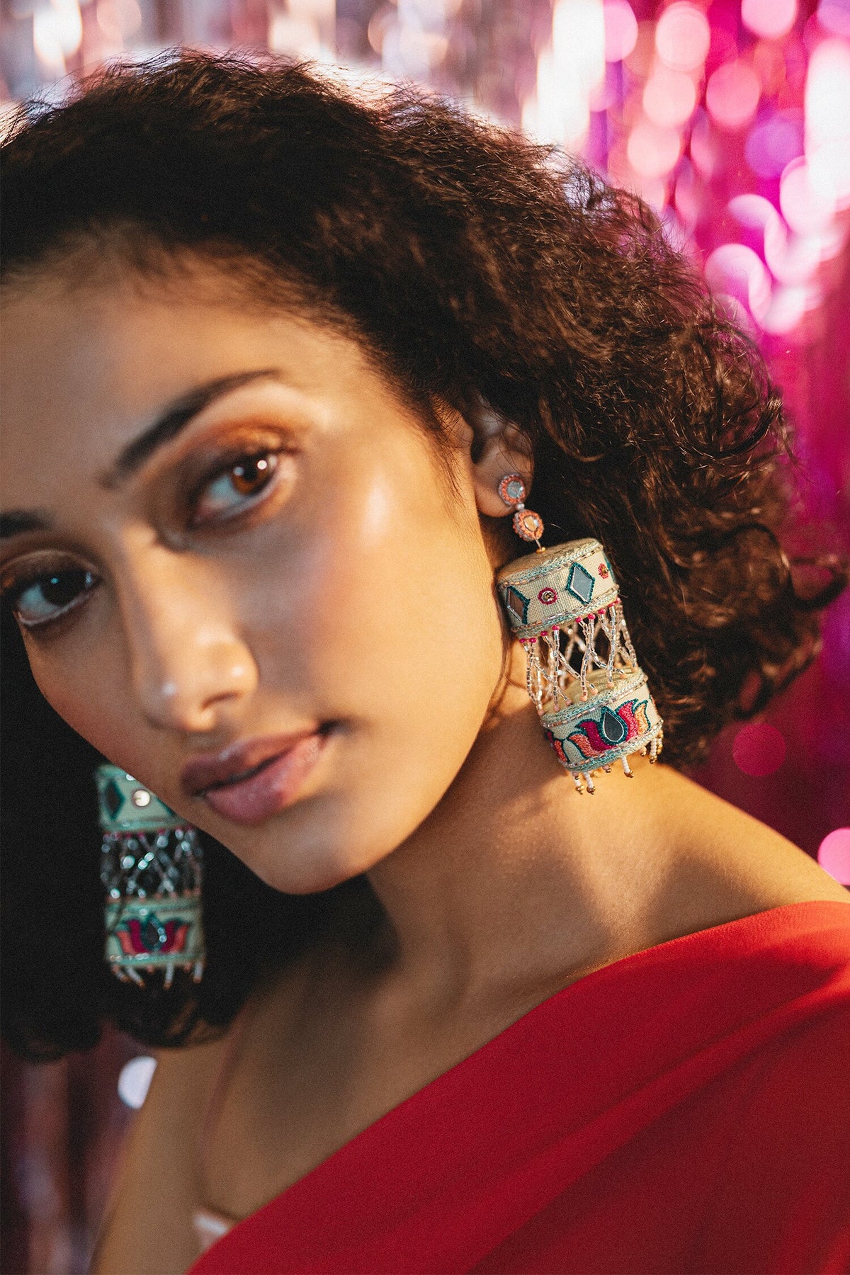 Banta Soda Embroidered Layered Jhumkas