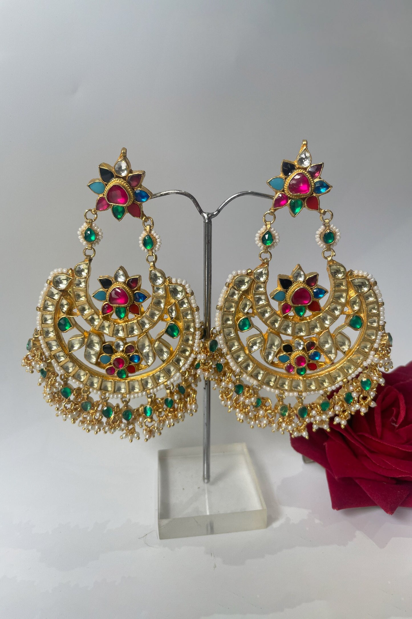 Double Half Moon Embellished Chaandbalis
