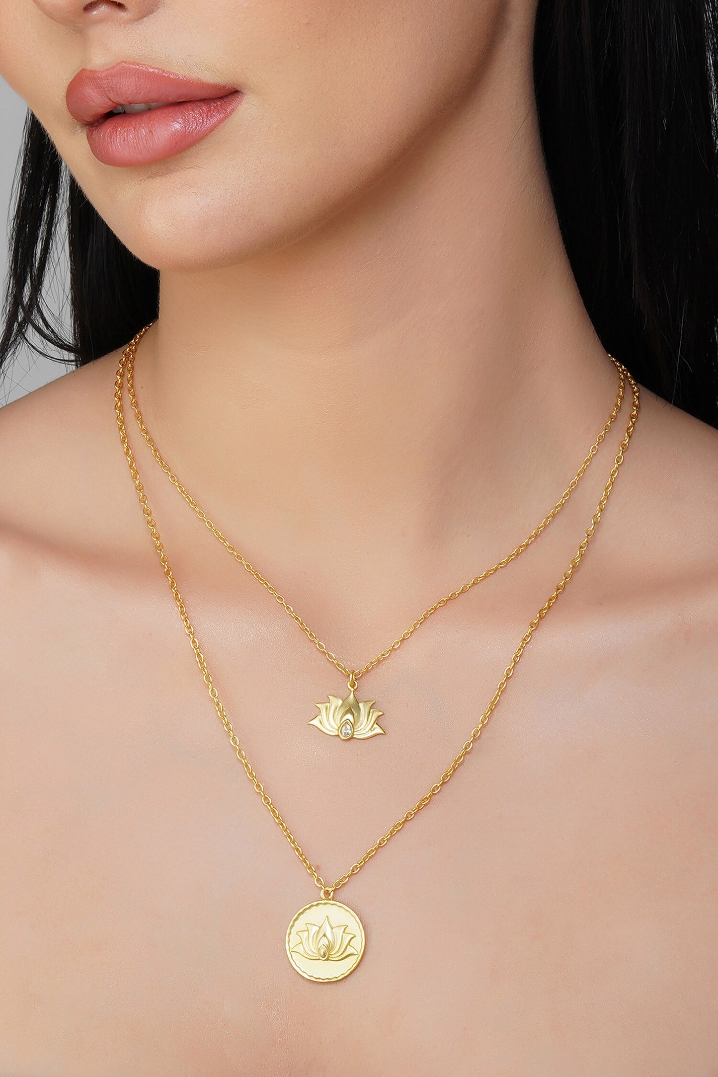 Emerging Beauty Lotus Carved Pendant Necklace