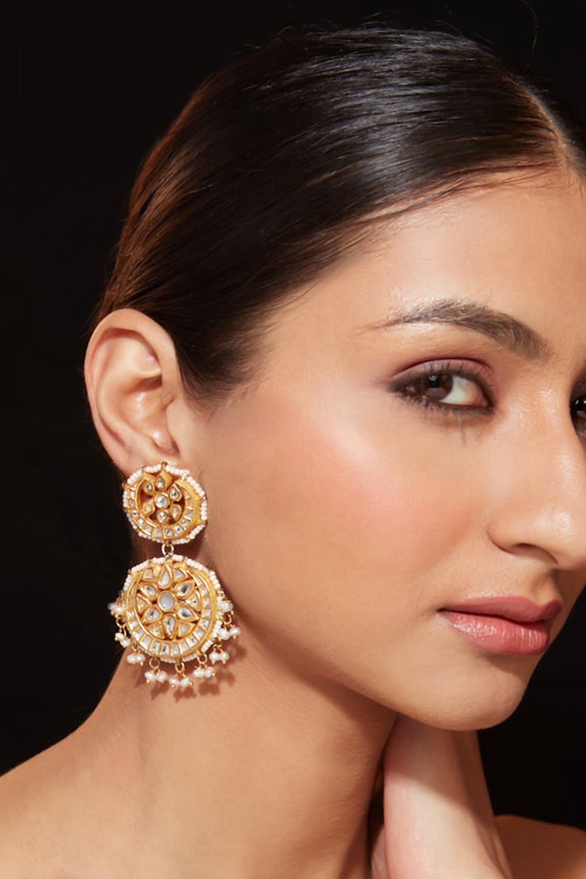 Kundan Studded Double Circle Earrings