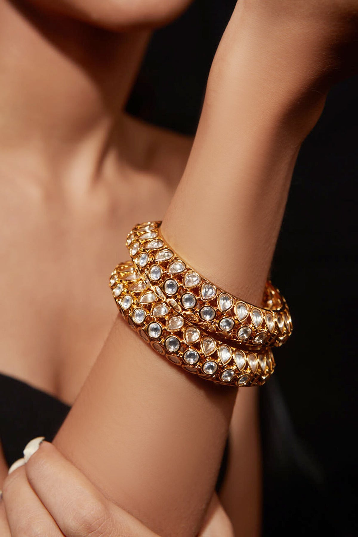 Kundan Polki Studded Bangle - Set of 2