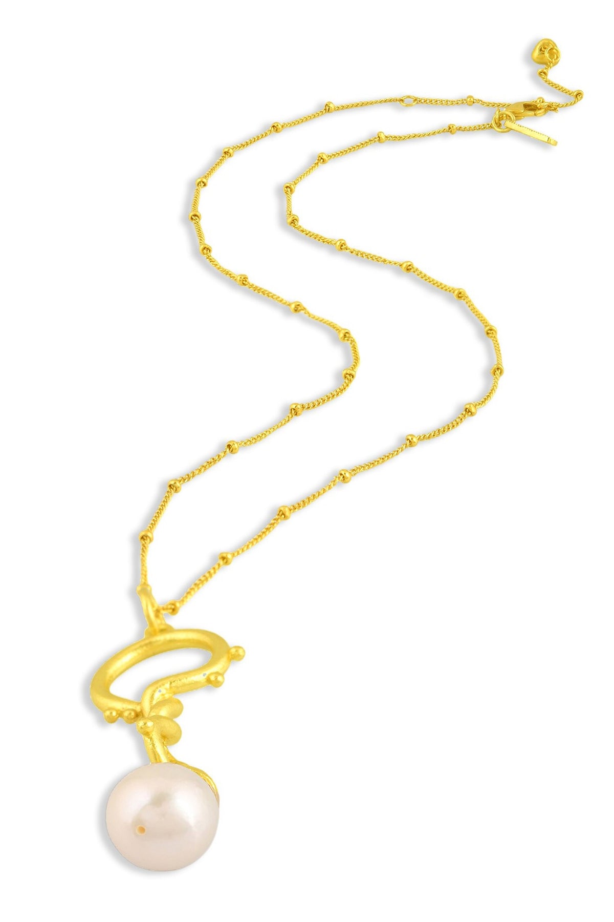 Dewy Pearl Embellished Twist Pendant Necklace