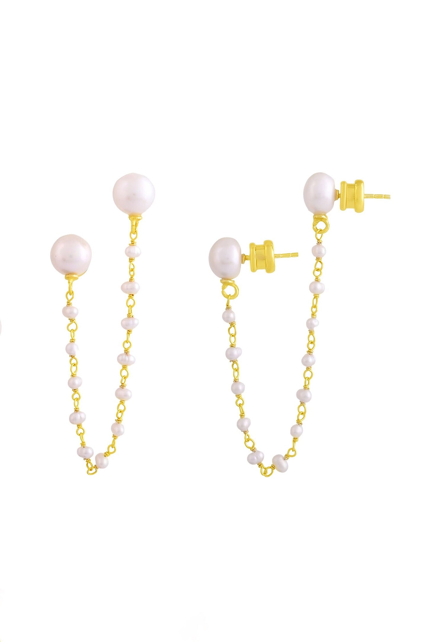 Snowflake Pearl Embellished Threader Earrings