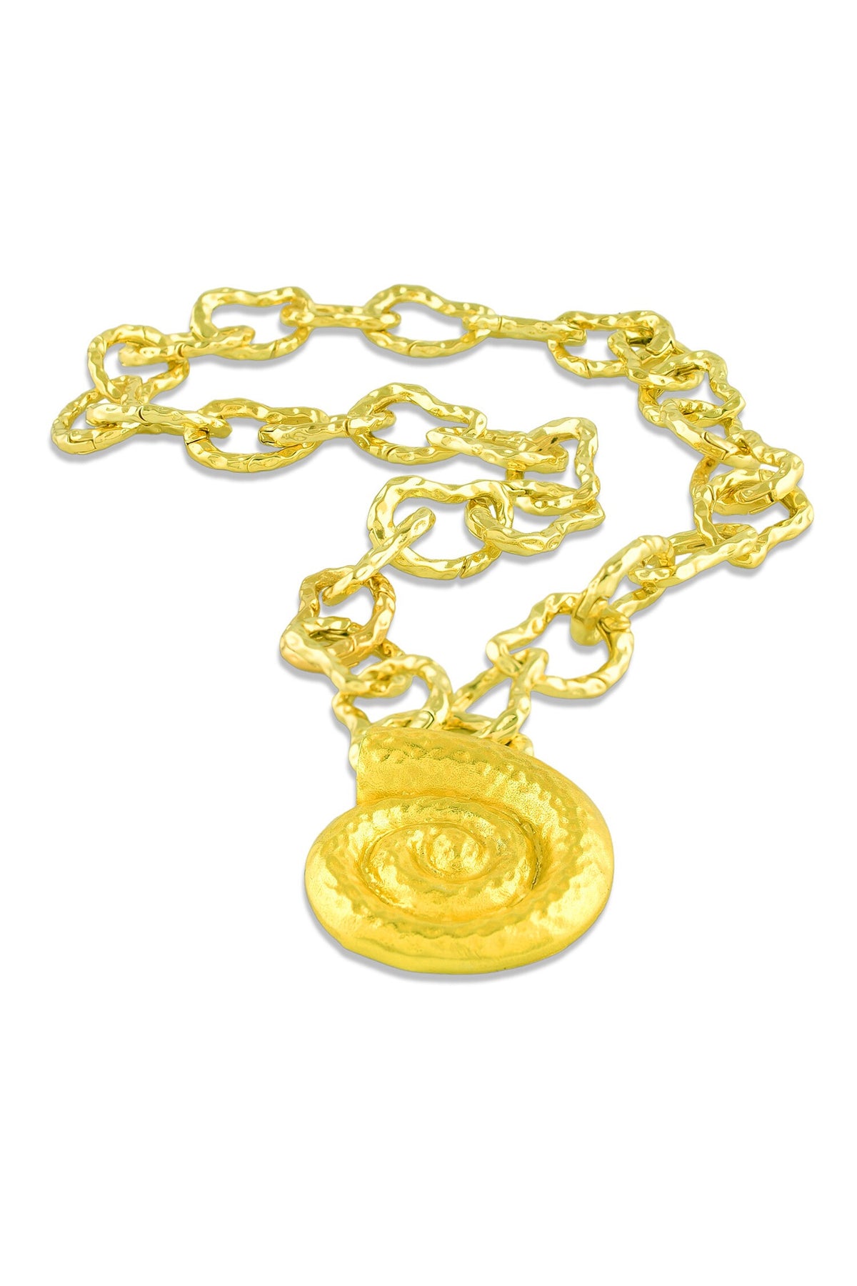 Textured Coral Shell Carved Link Necklace
