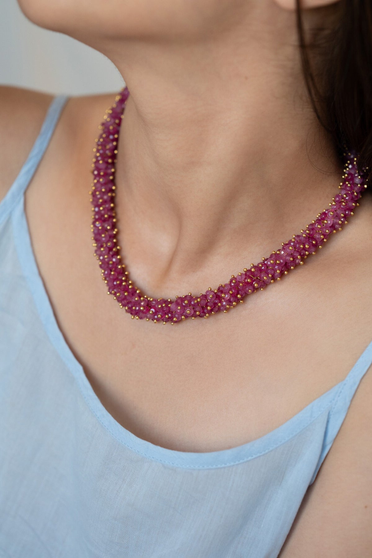 Onyx Bead Tassel Necklace