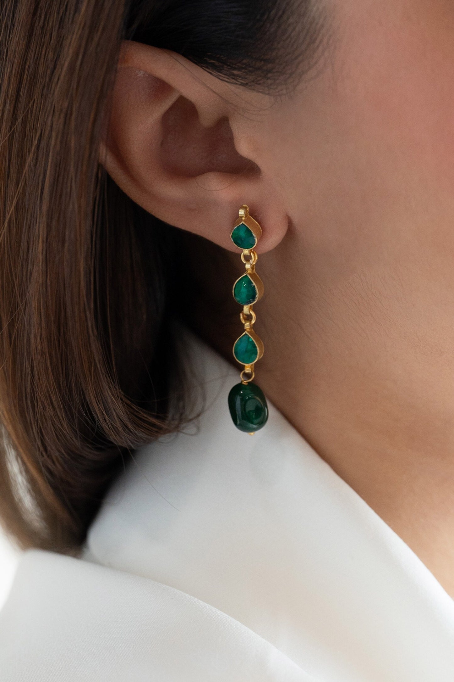 Jade Kundan Embellished Dangler Earrings