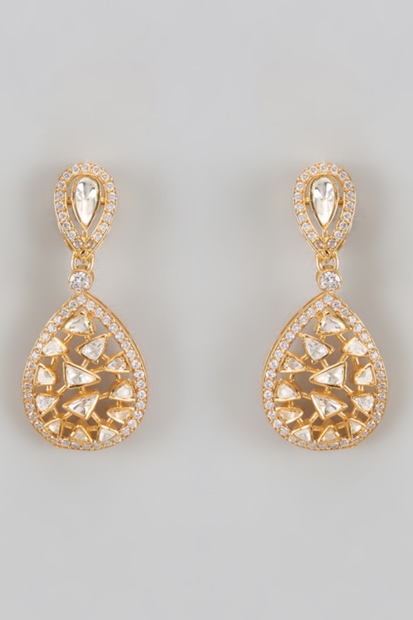 Moissanite Polki Drop Earrings