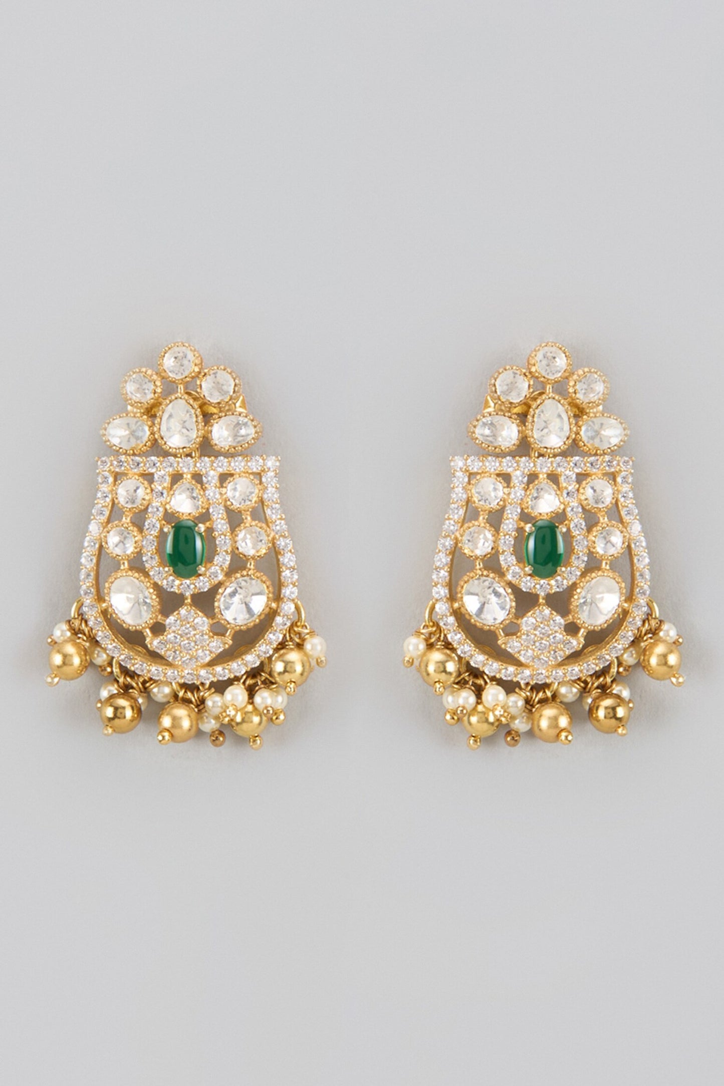Moissanite Polki U-Pattern Earrings