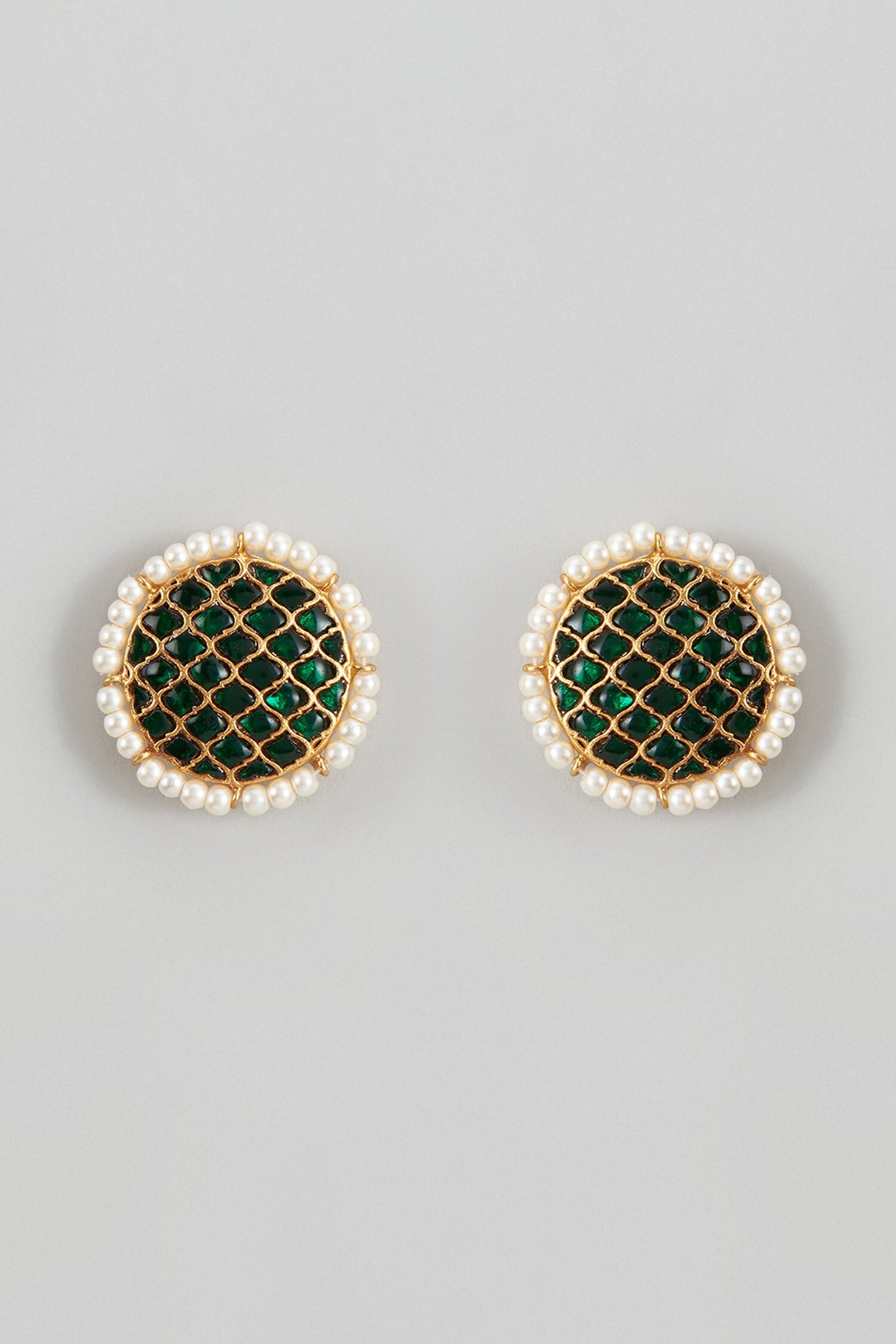 Contrast Kundan Stone Embellished Studs