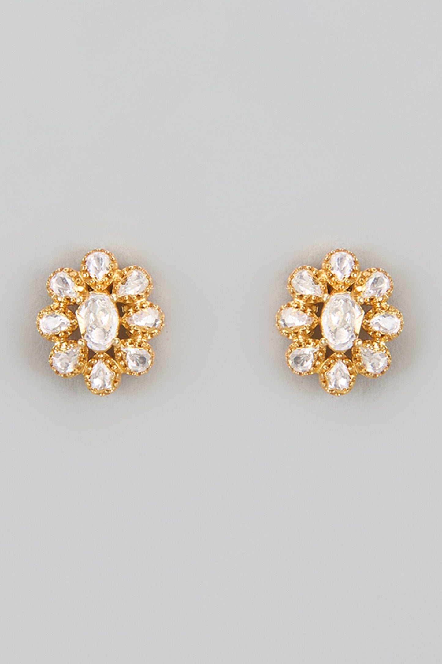 Moissanite Polki Embellished Floret Studs