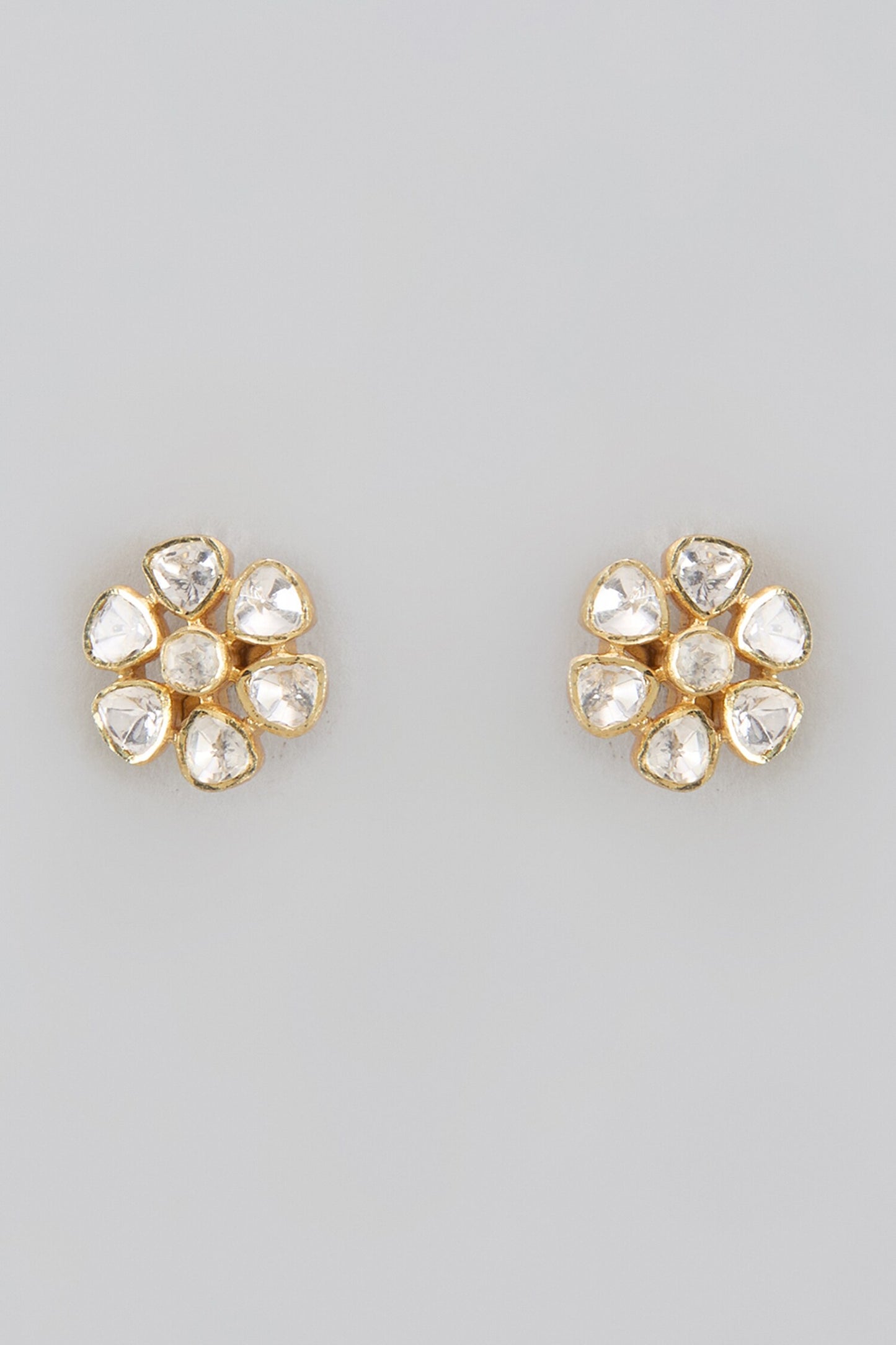 Moissanite Polki Floral Studs