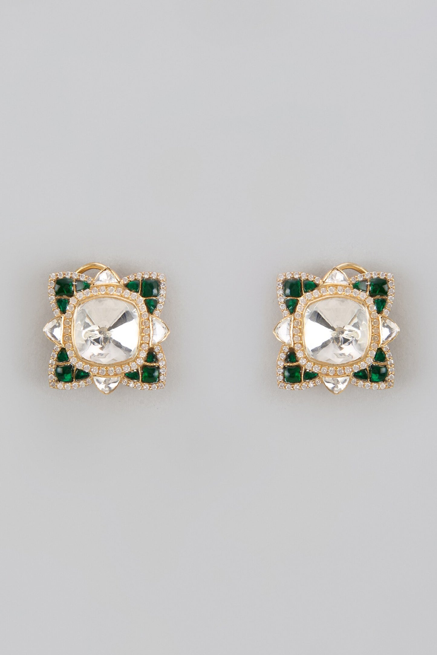Moissanite Polki Abstract Carved Studs