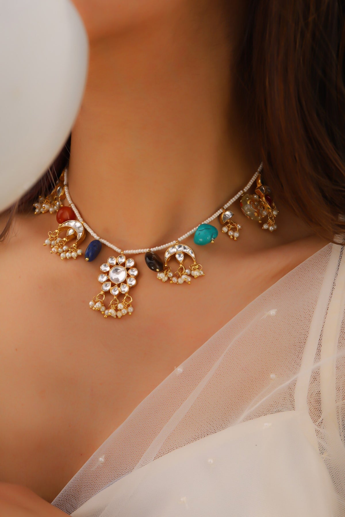 Kundan Stone Tassel Necklace